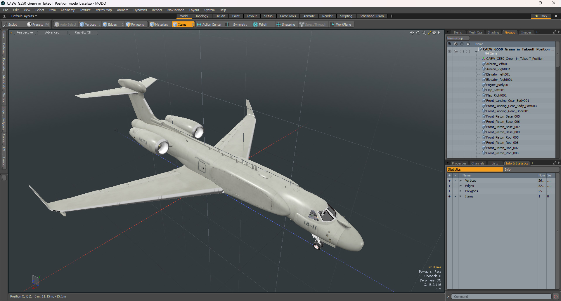 3D model CAEW G550 Green in Takeoff Position