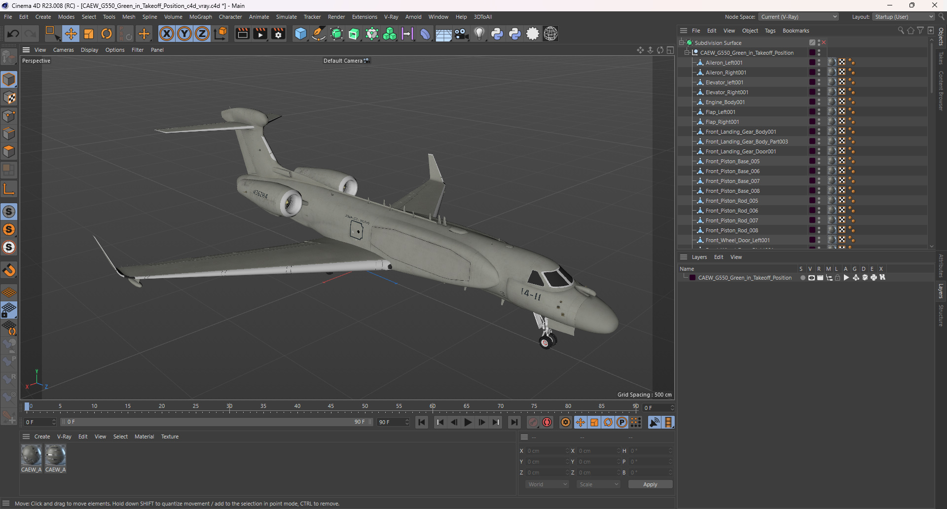 3D model CAEW G550 Green in Takeoff Position