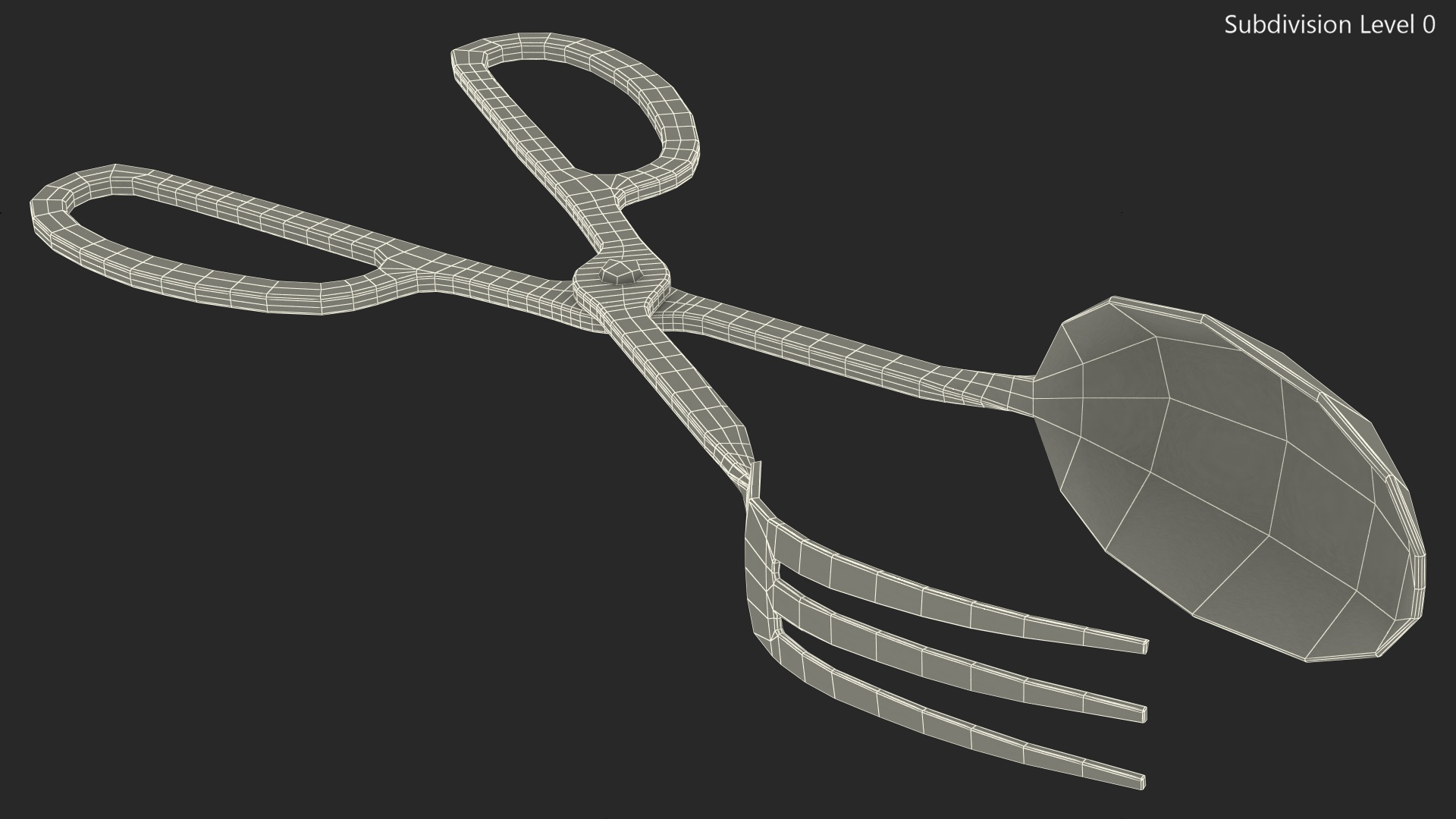 3D Scissor Serving Tongs with Fork and Spoon Gold