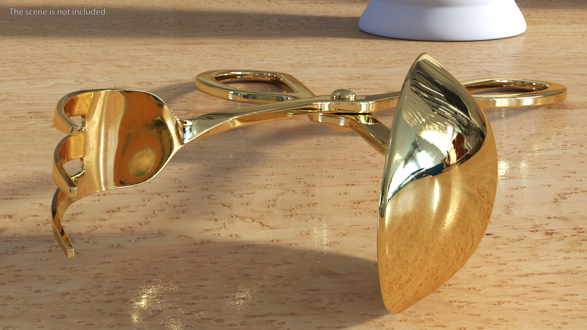 3D Scissor Serving Tongs with Fork and Spoon Gold