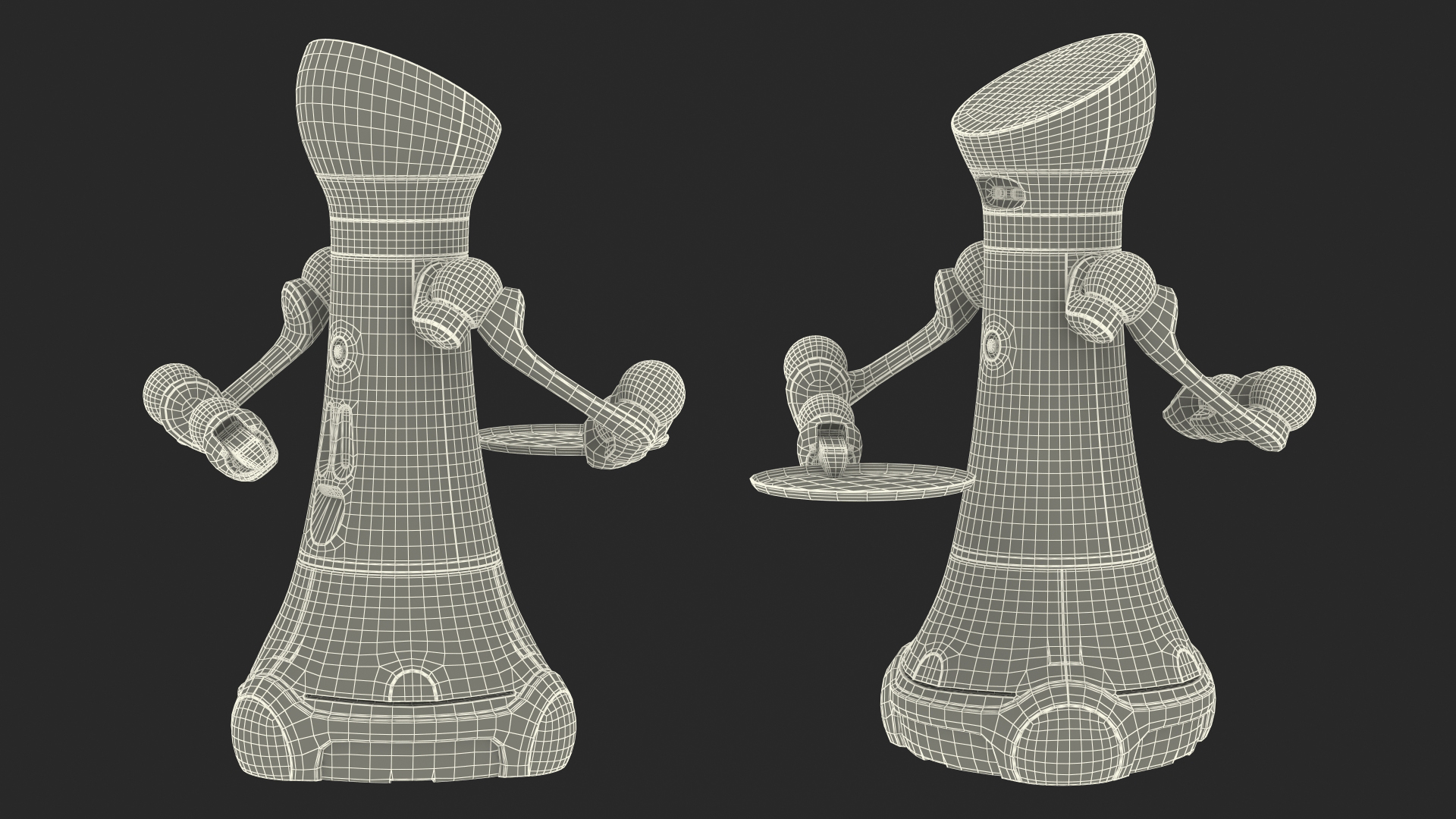 3D model Service Robot with Wooden Tray