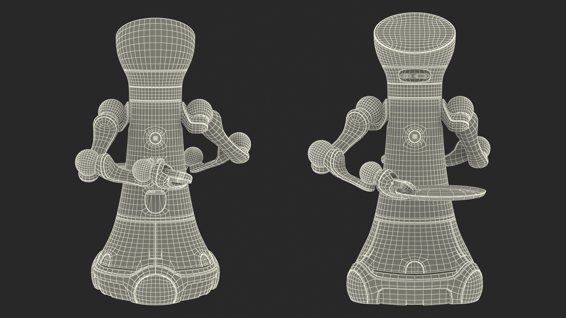 3D model Service Robot with Wooden Tray