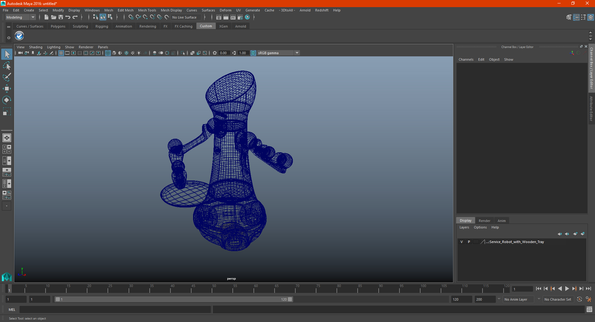 3D model Service Robot with Wooden Tray