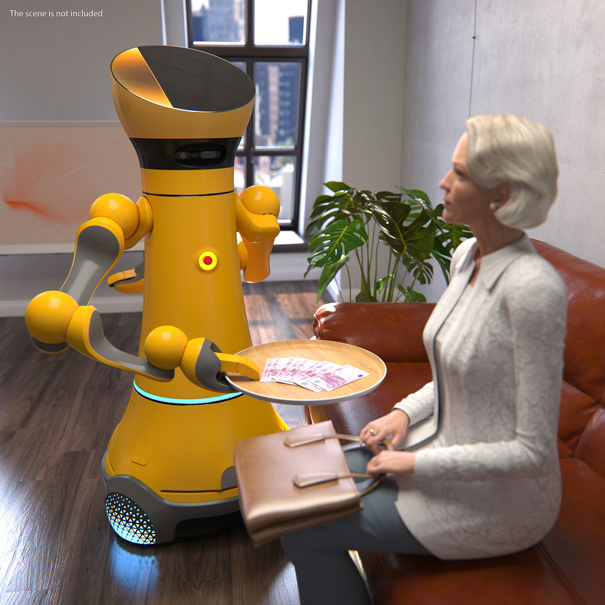 3D model Service Robot with Wooden Tray