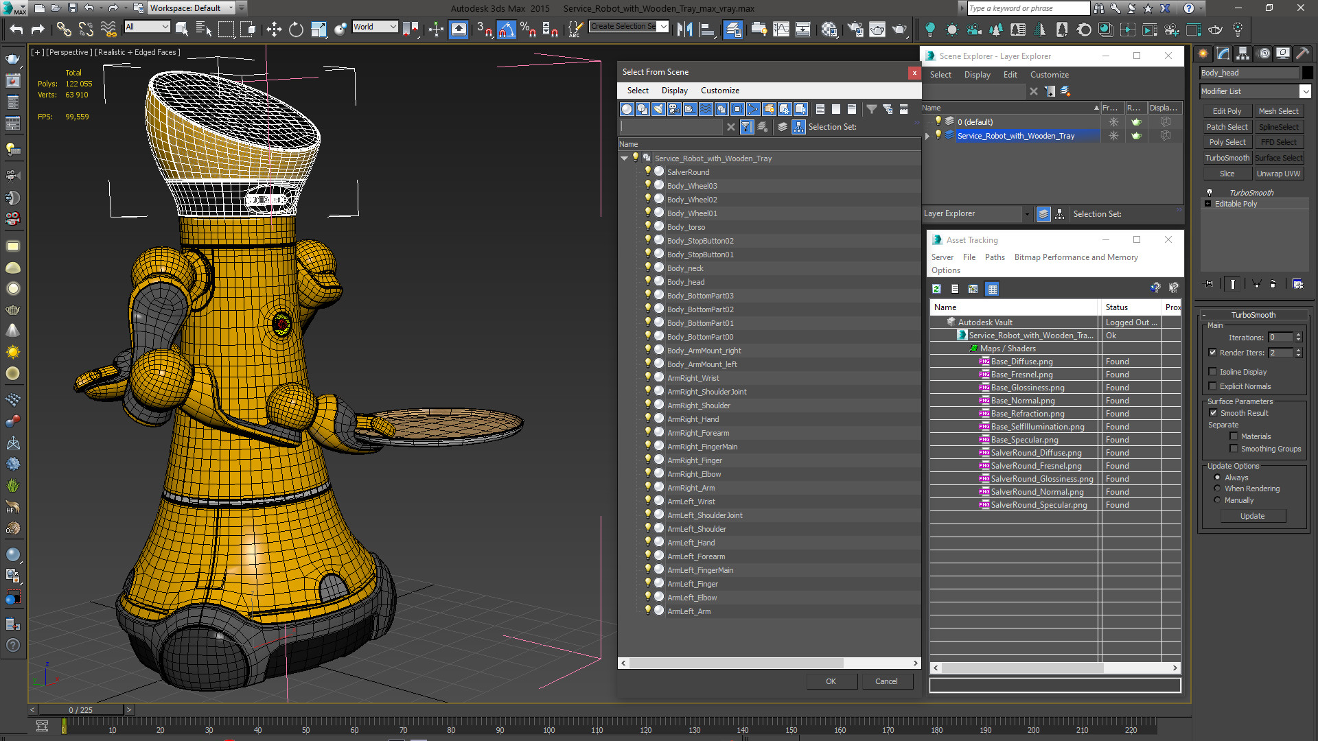 3D model Service Robot with Wooden Tray