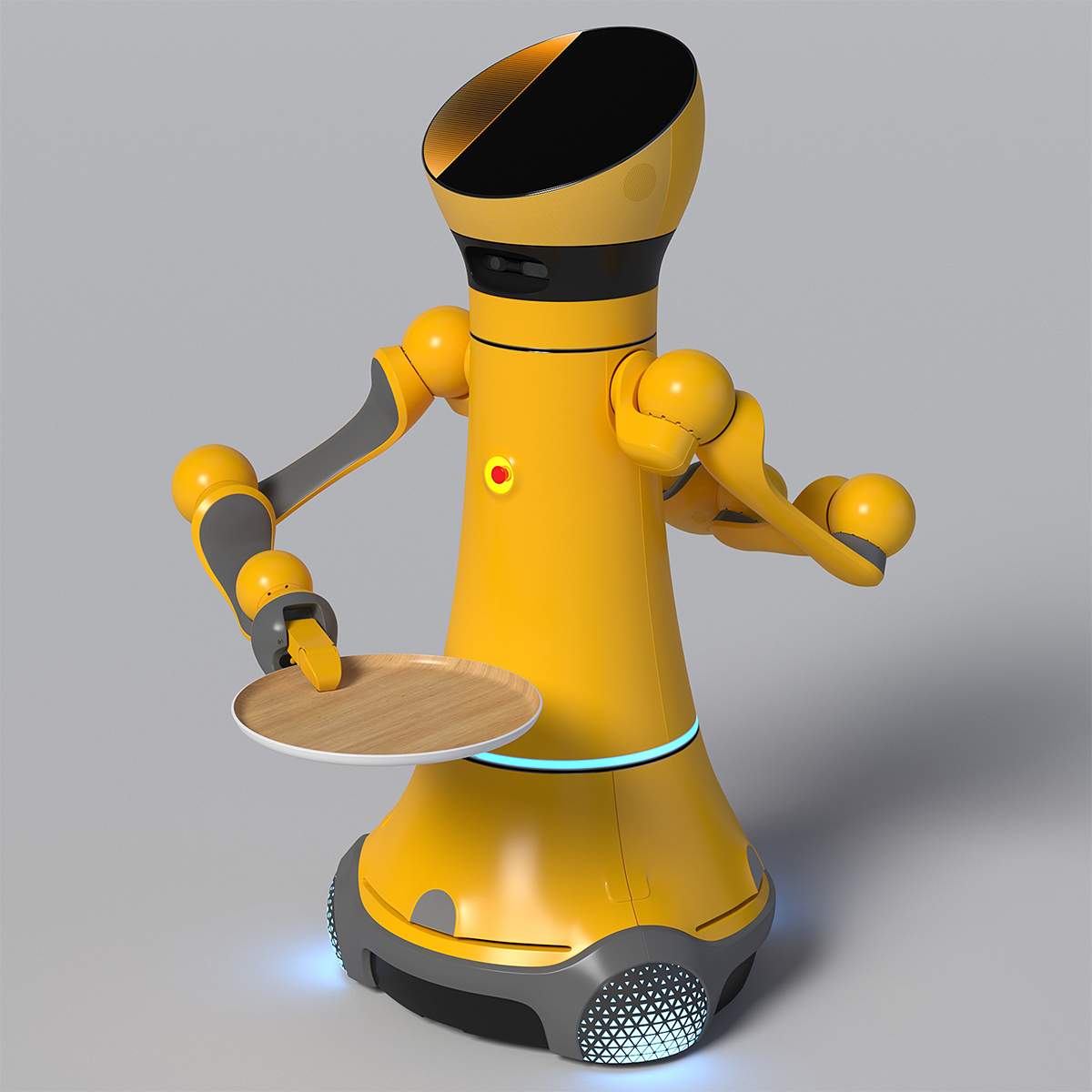 3D model Service Robot with Wooden Tray