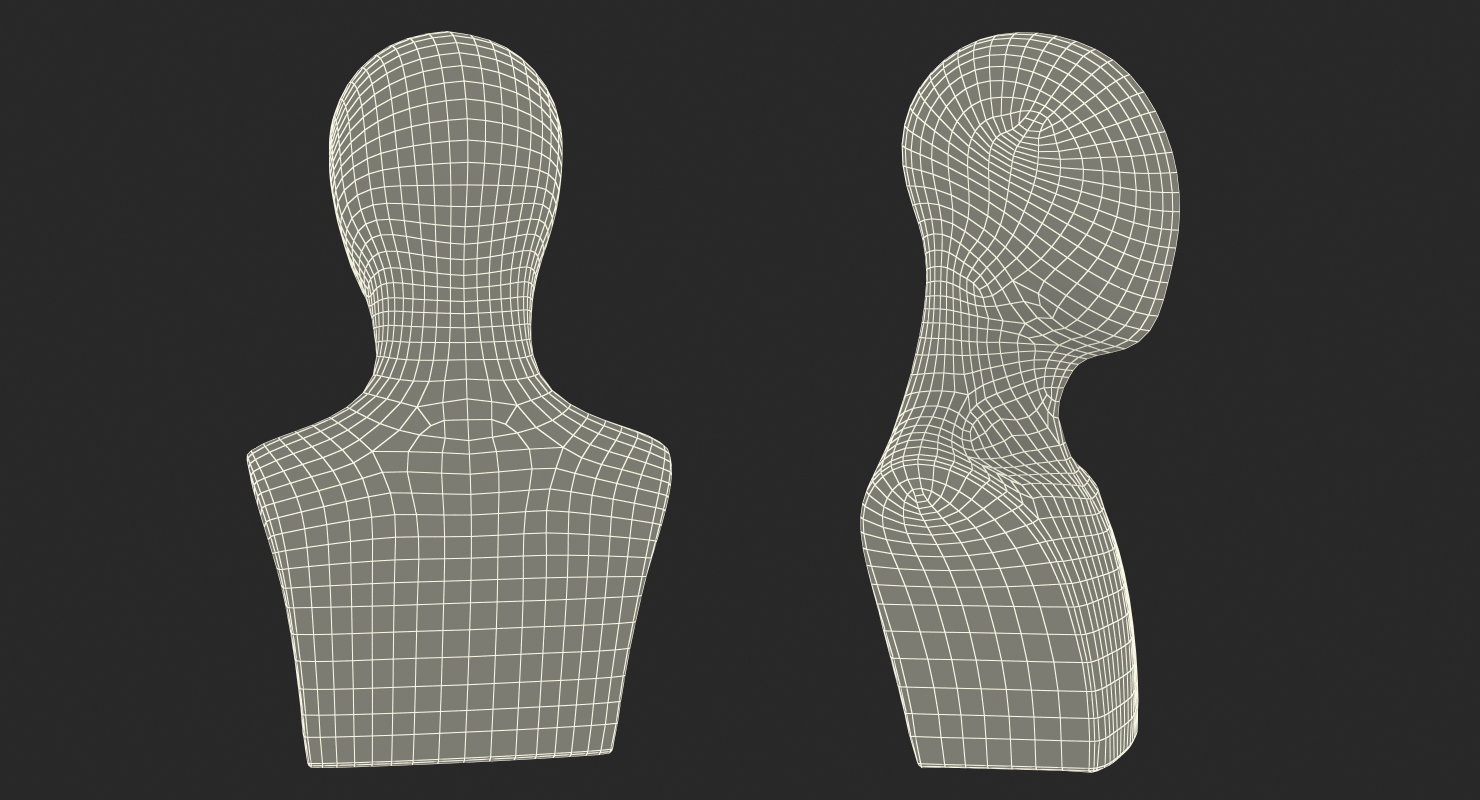 3D White Egghead Male Display Head