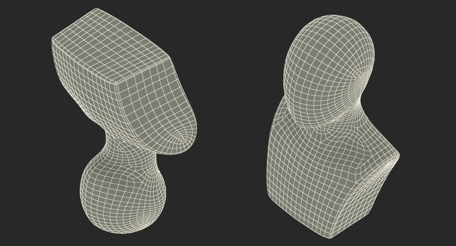 3D White Egghead Male Display Head