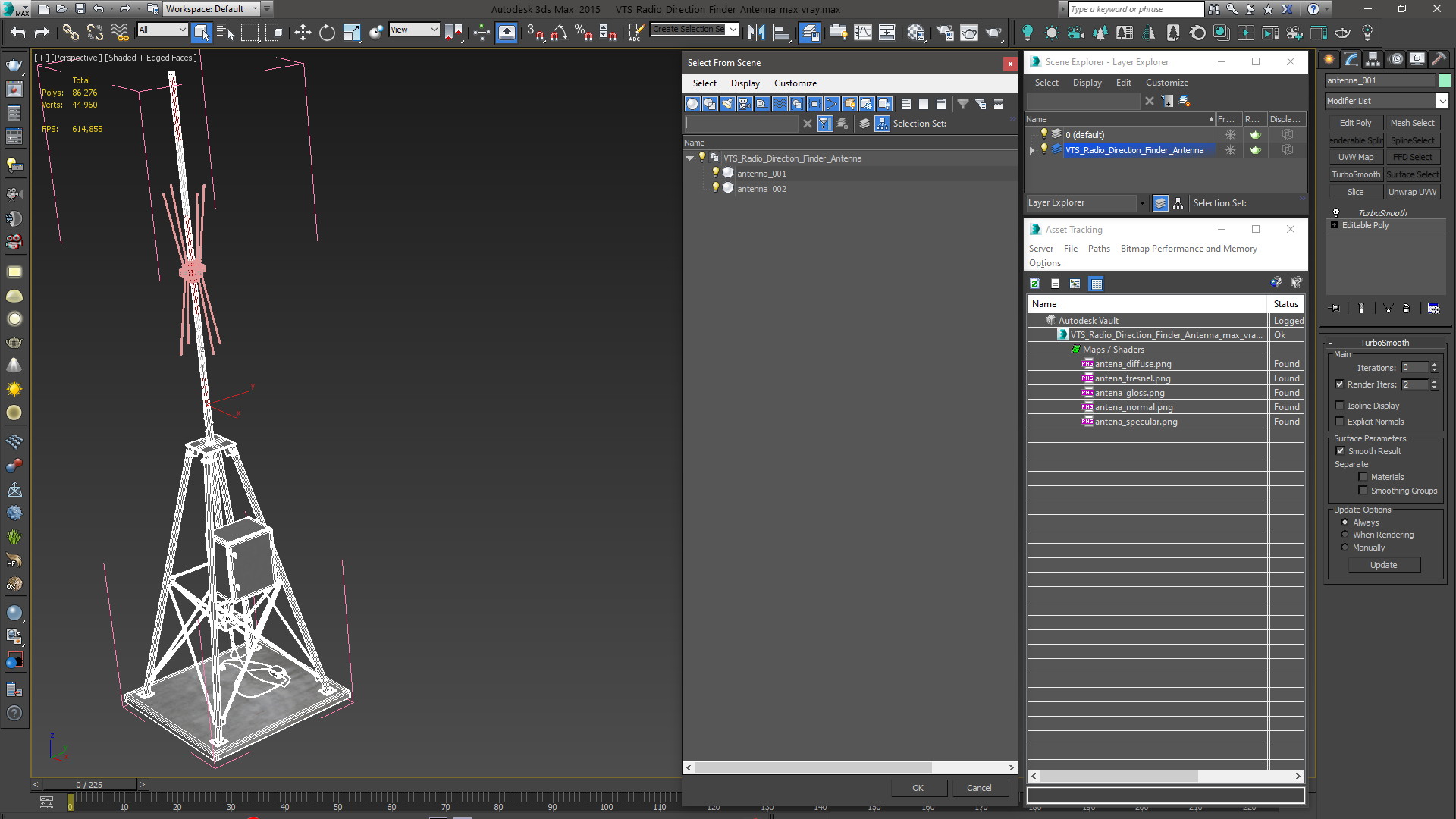 VTS Radio Direction Finder Antenna 3D model