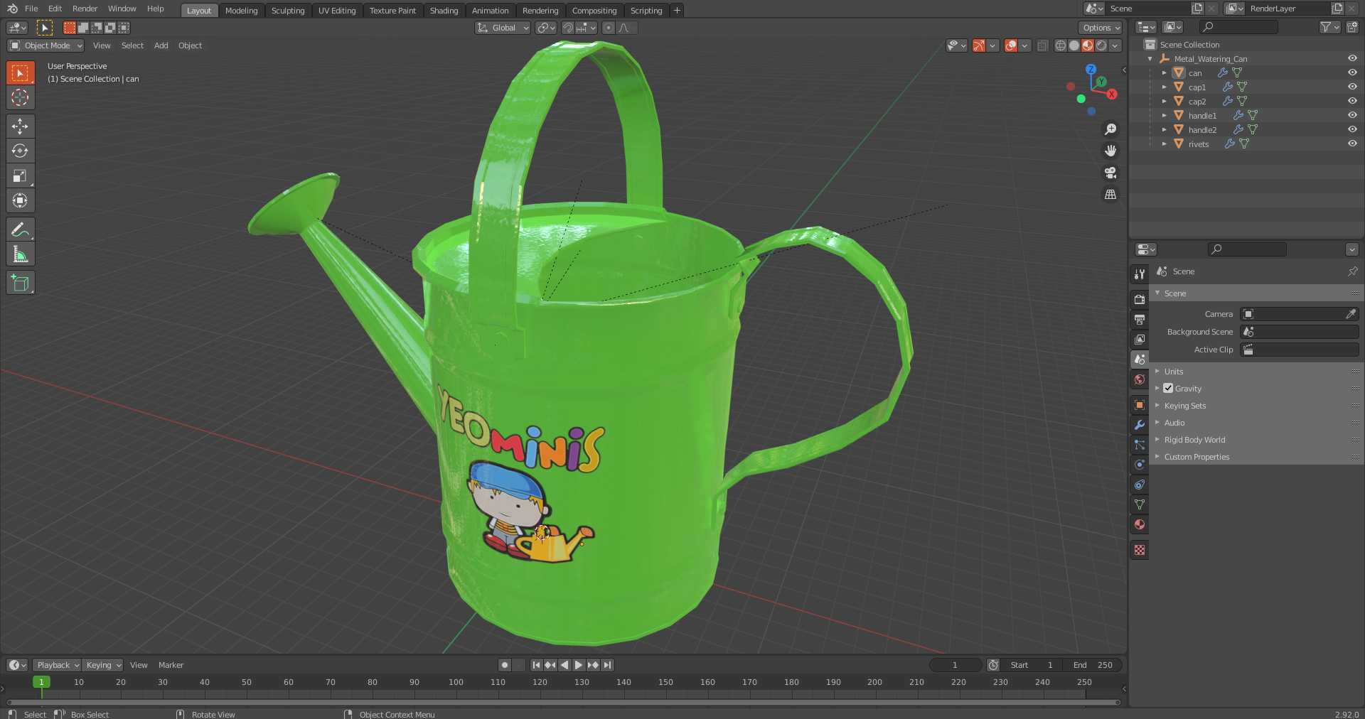 3D Metal Watering Can model