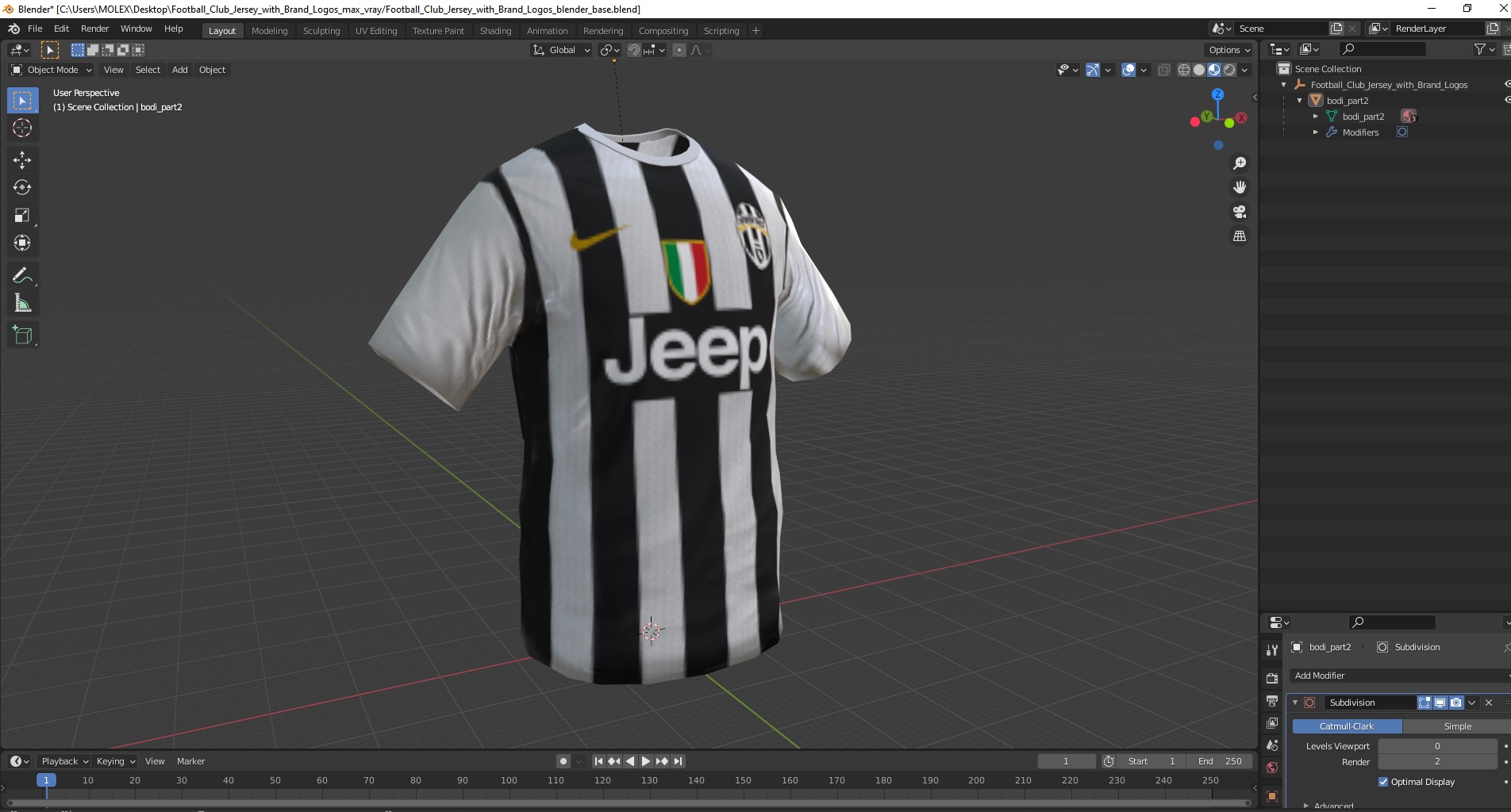 Football Club Jersey with Brand Logos 3D