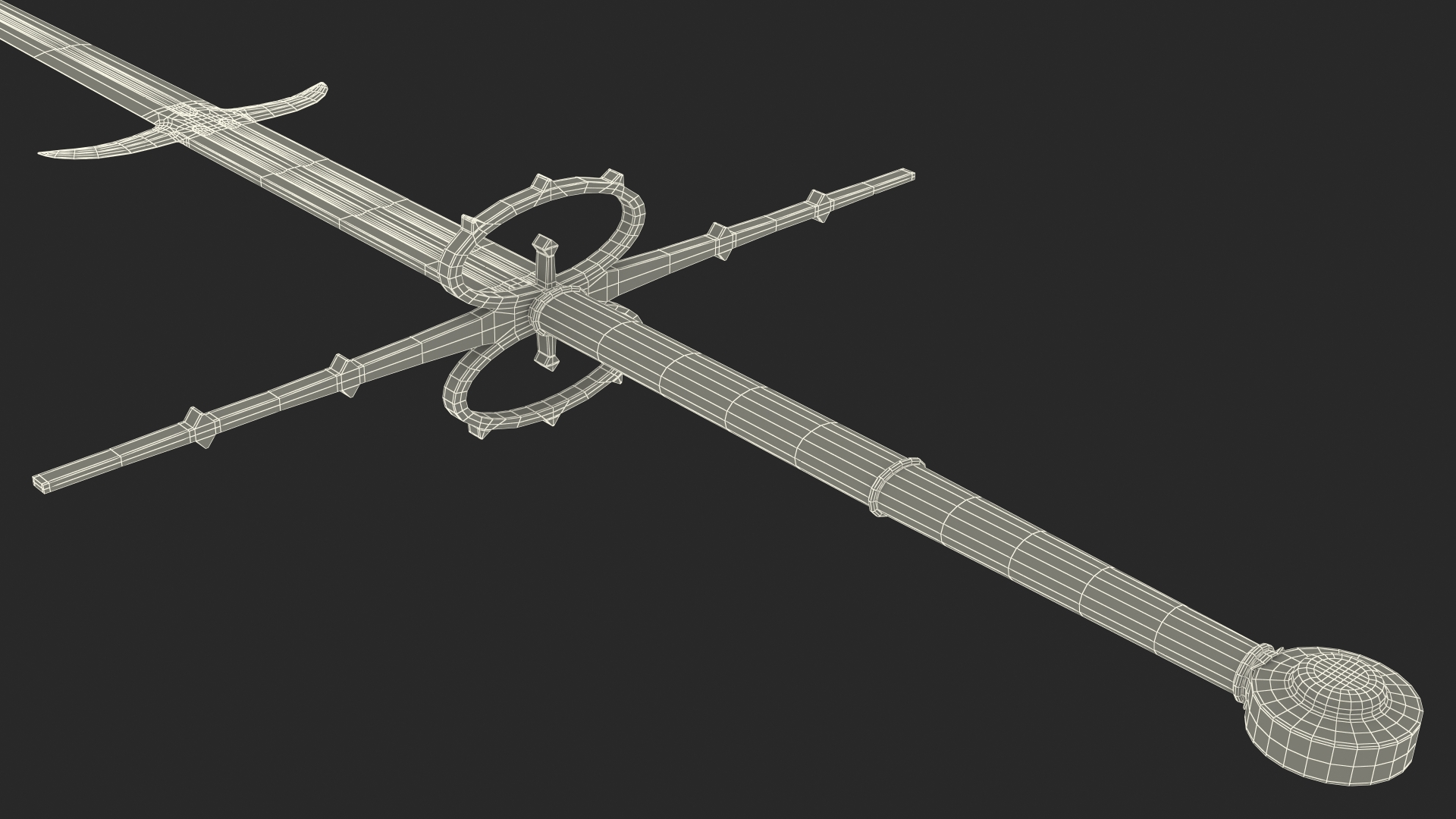 3D Medieval Zweihander Two-Handed Sword