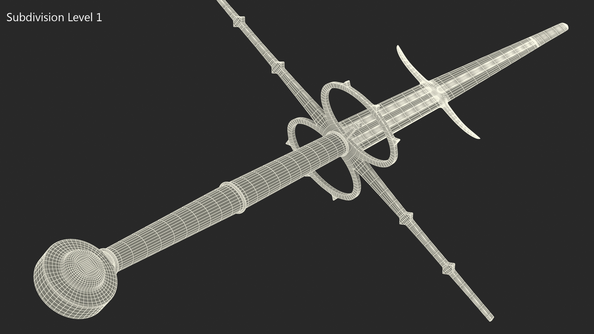 3D Medieval Zweihander Two-Handed Sword