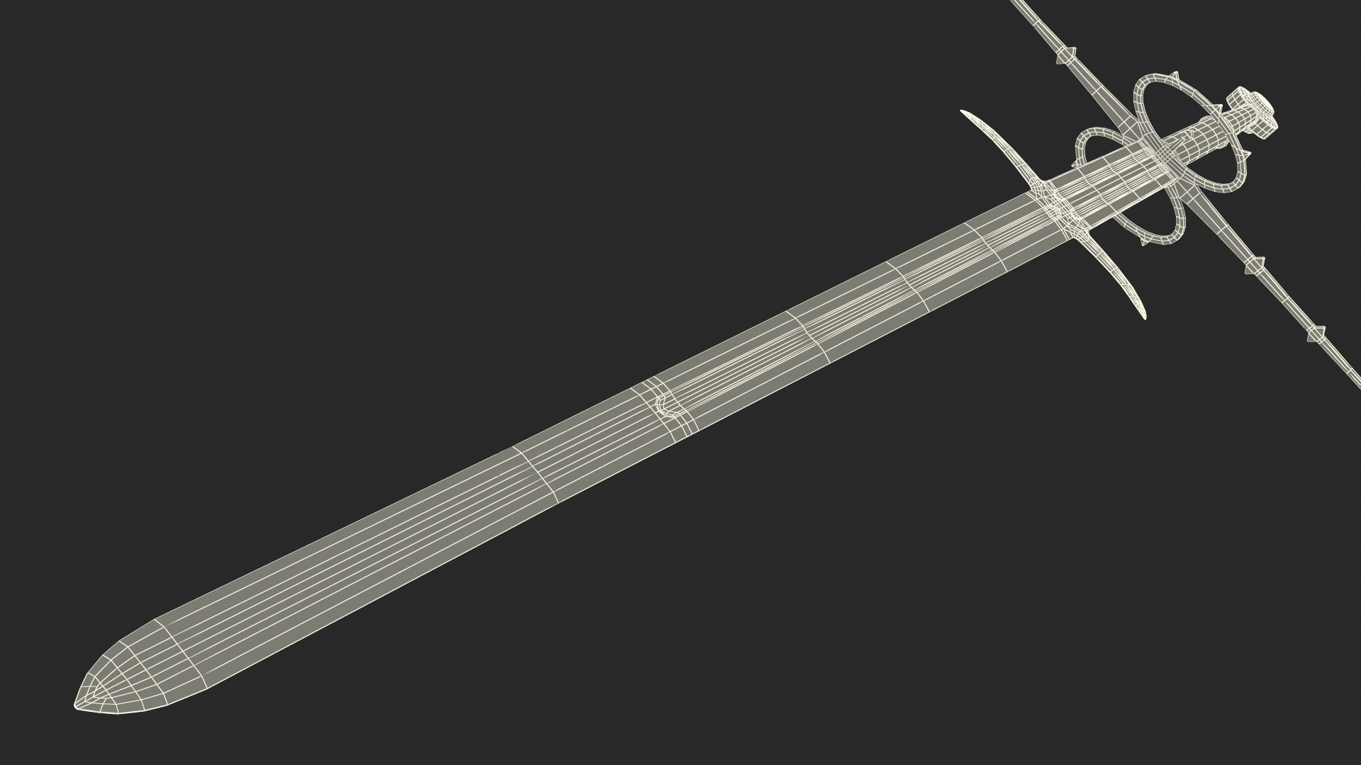 3D Medieval Zweihander Two-Handed Sword