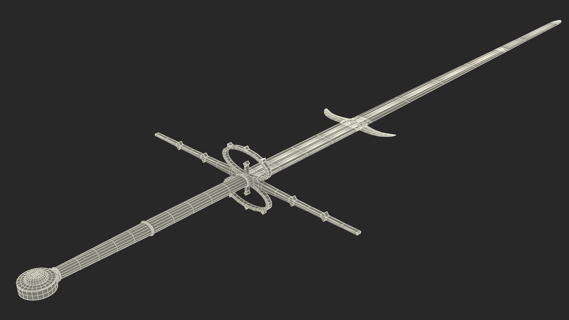 3D Medieval Zweihander Two-Handed Sword
