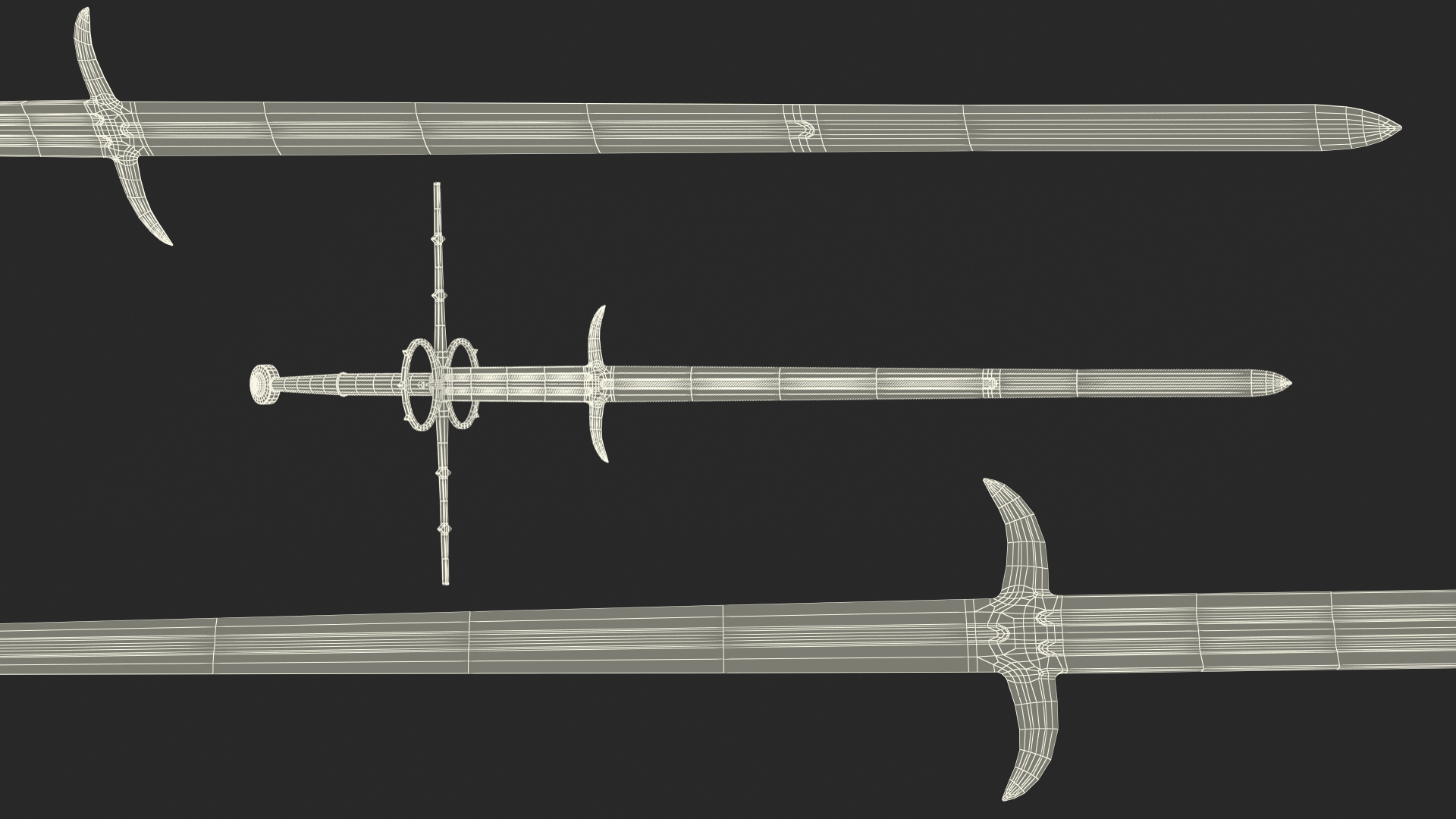 3D Medieval Zweihander Two-Handed Sword