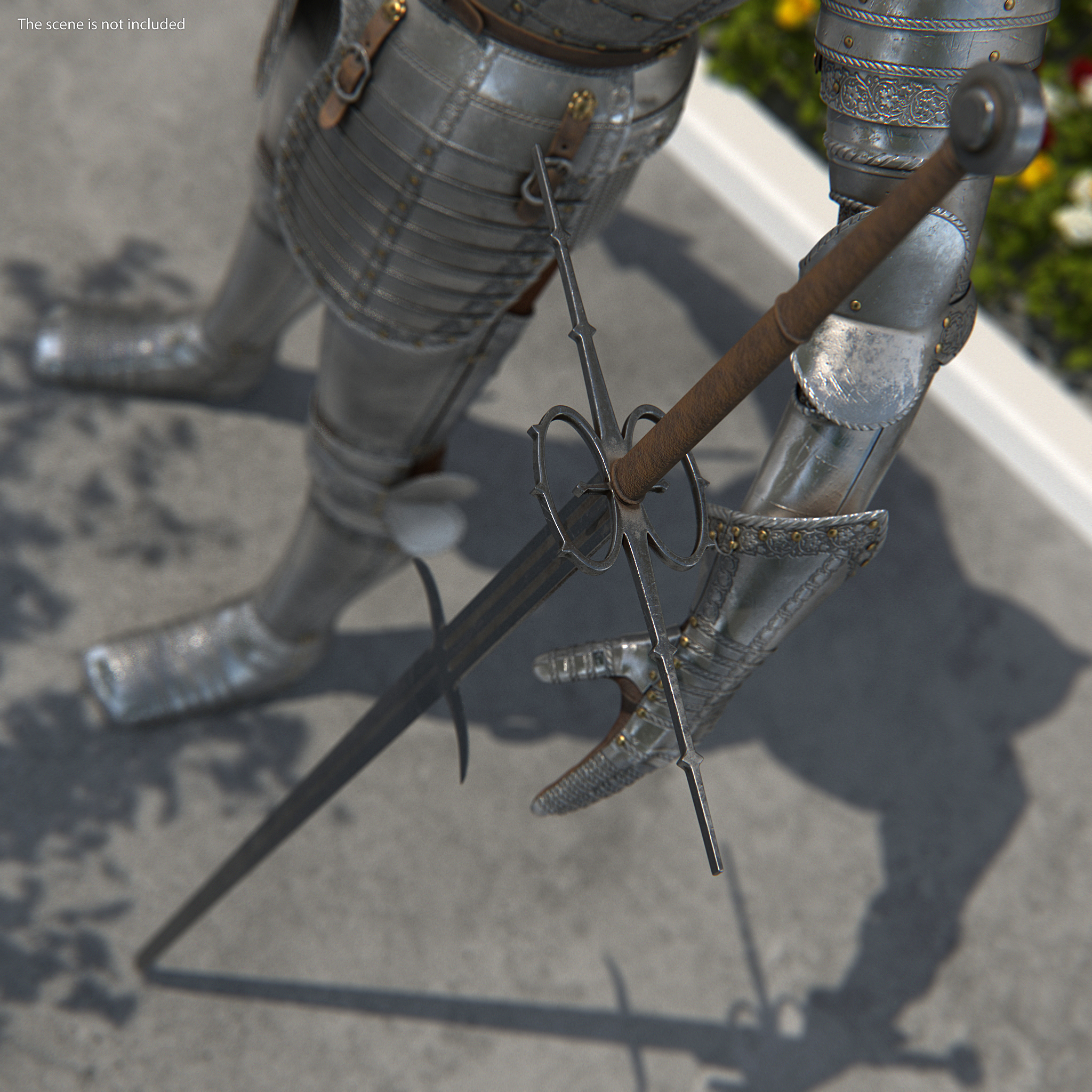 3D Medieval Zweihander Two-Handed Sword
