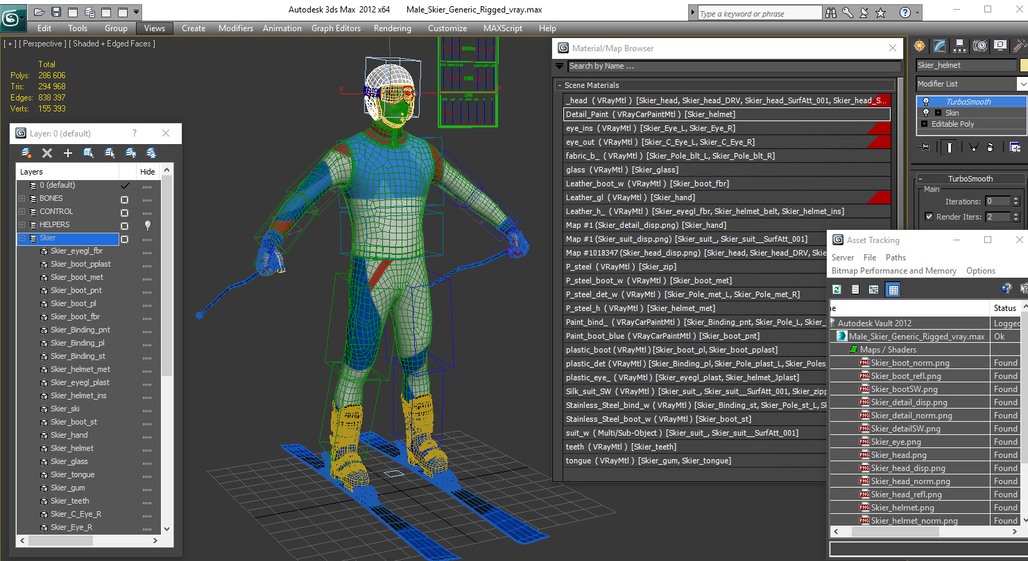 3D model Male Skier Generic Rigged