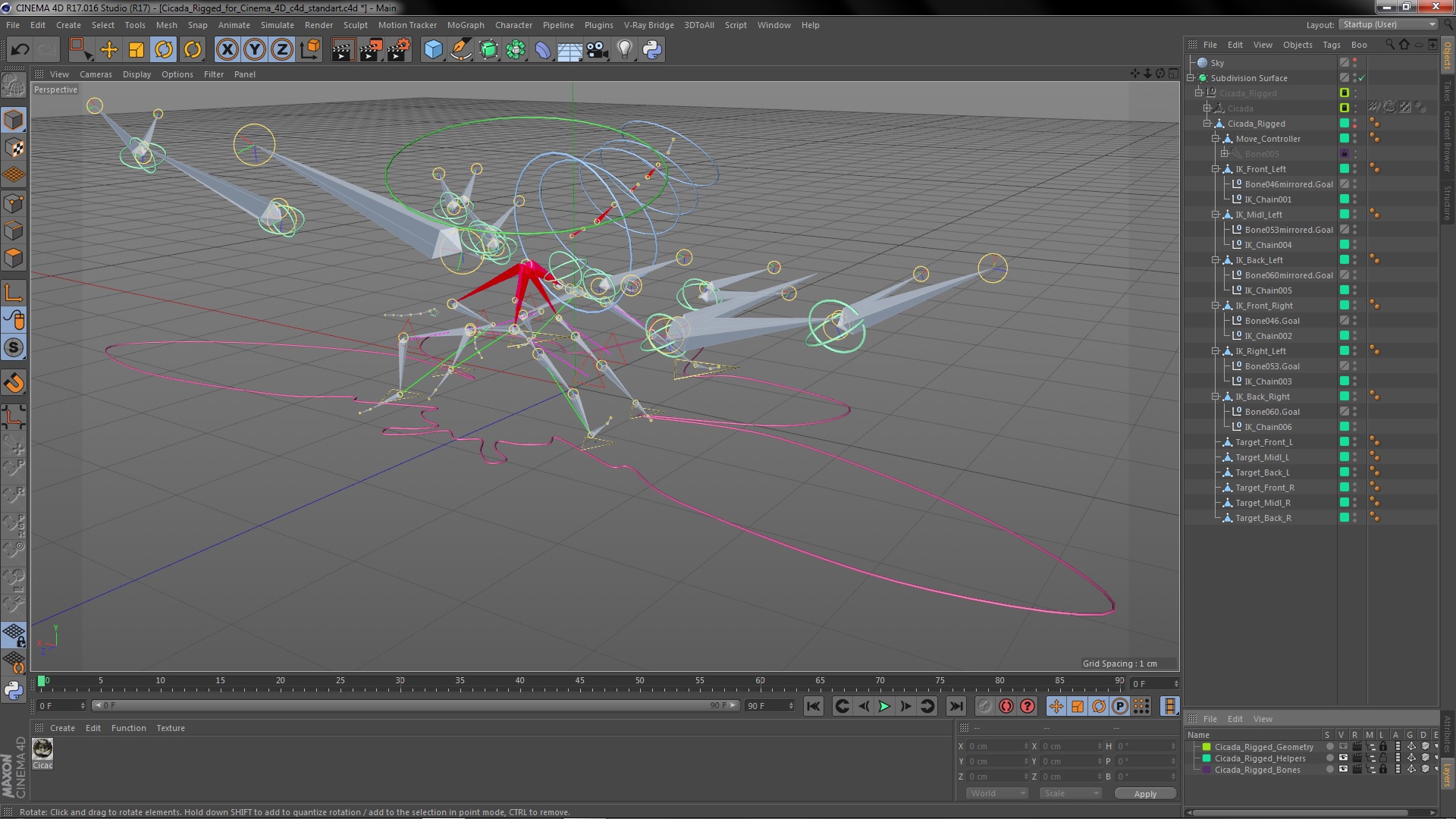 Cicada Rigged for Cinema 4D 3D