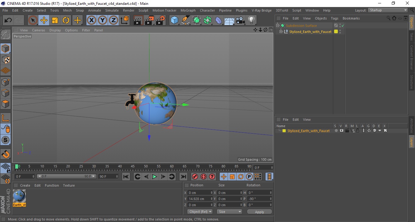 3D Stylized Earth with Faucet