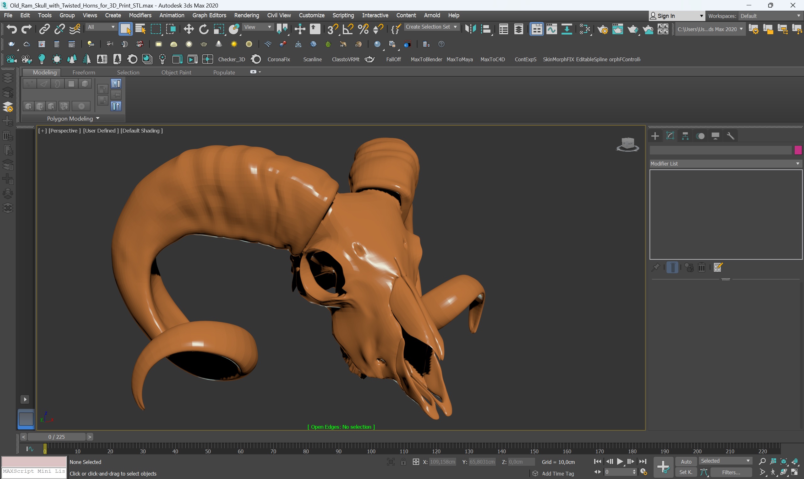 3D model Old Ram Skull with Twisted Horns for 3D Print