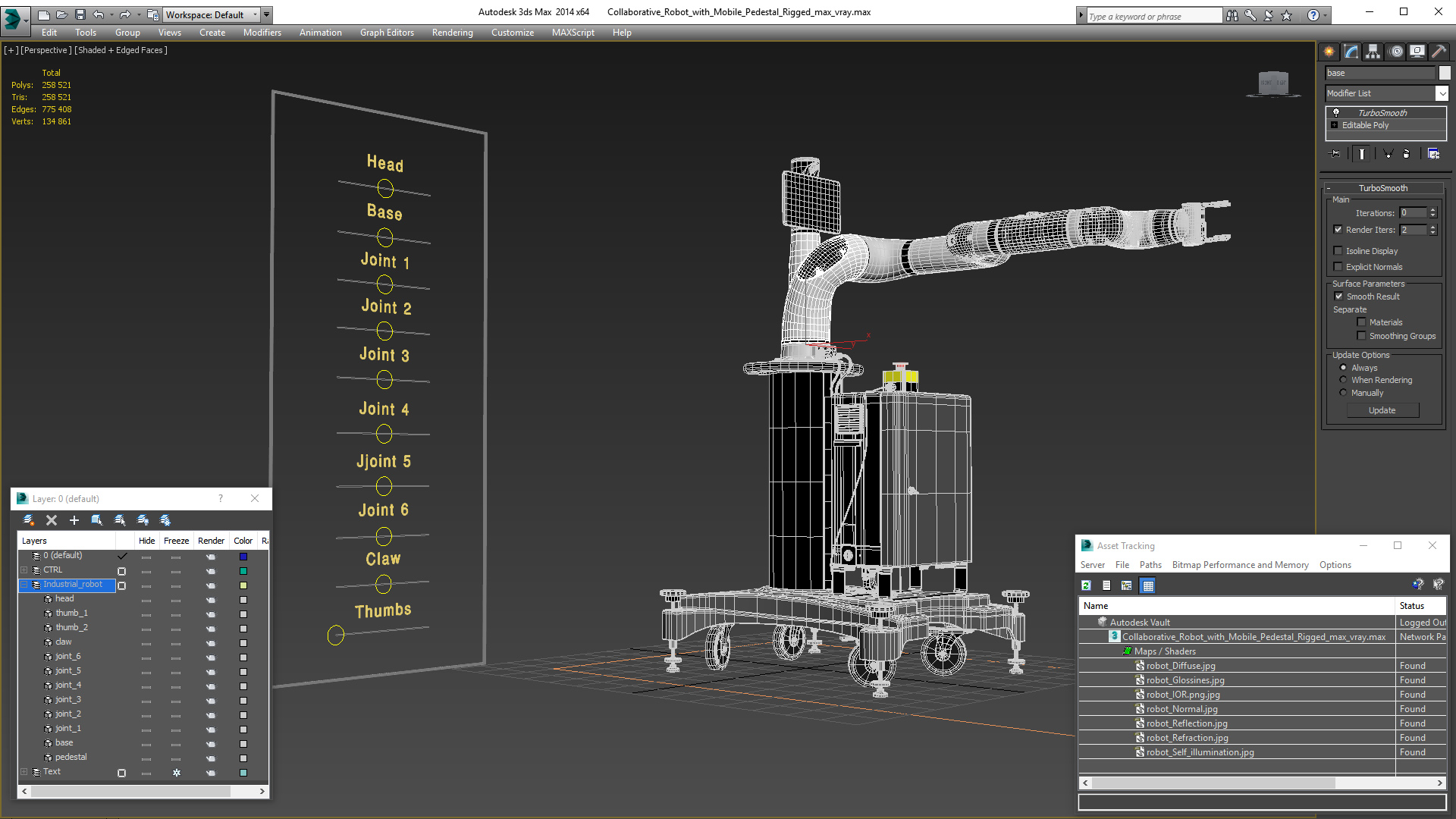 Collaborative Robot with Mobile Pedestal Rigged 3D