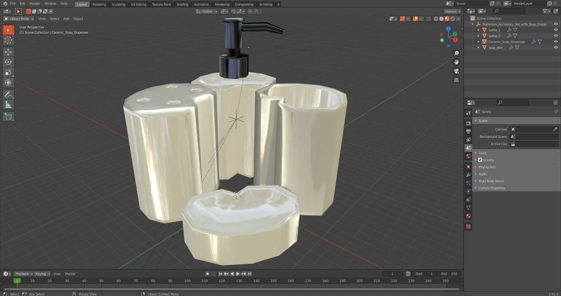 Bathroom Accessory Set with Soap Dispenser 3D