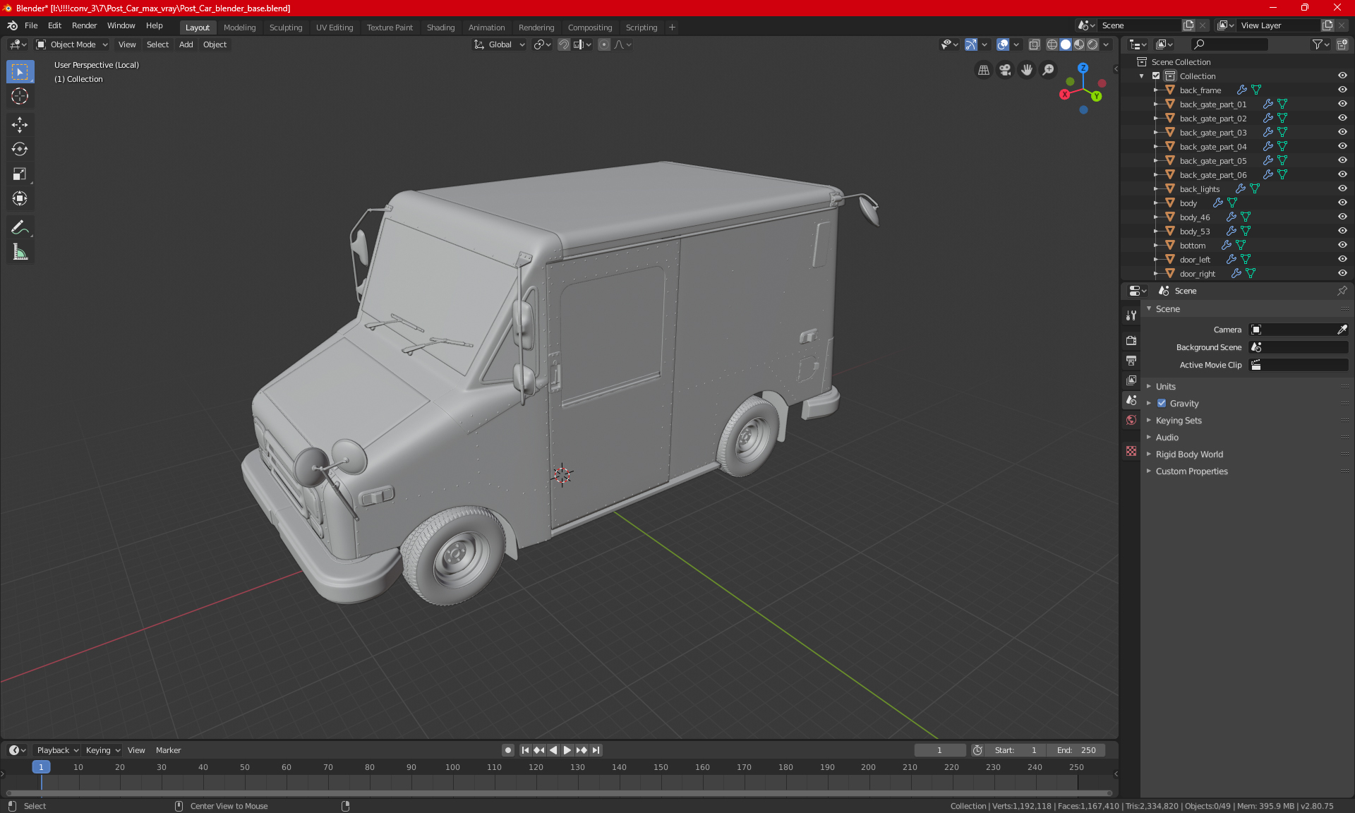 3D model Post Car