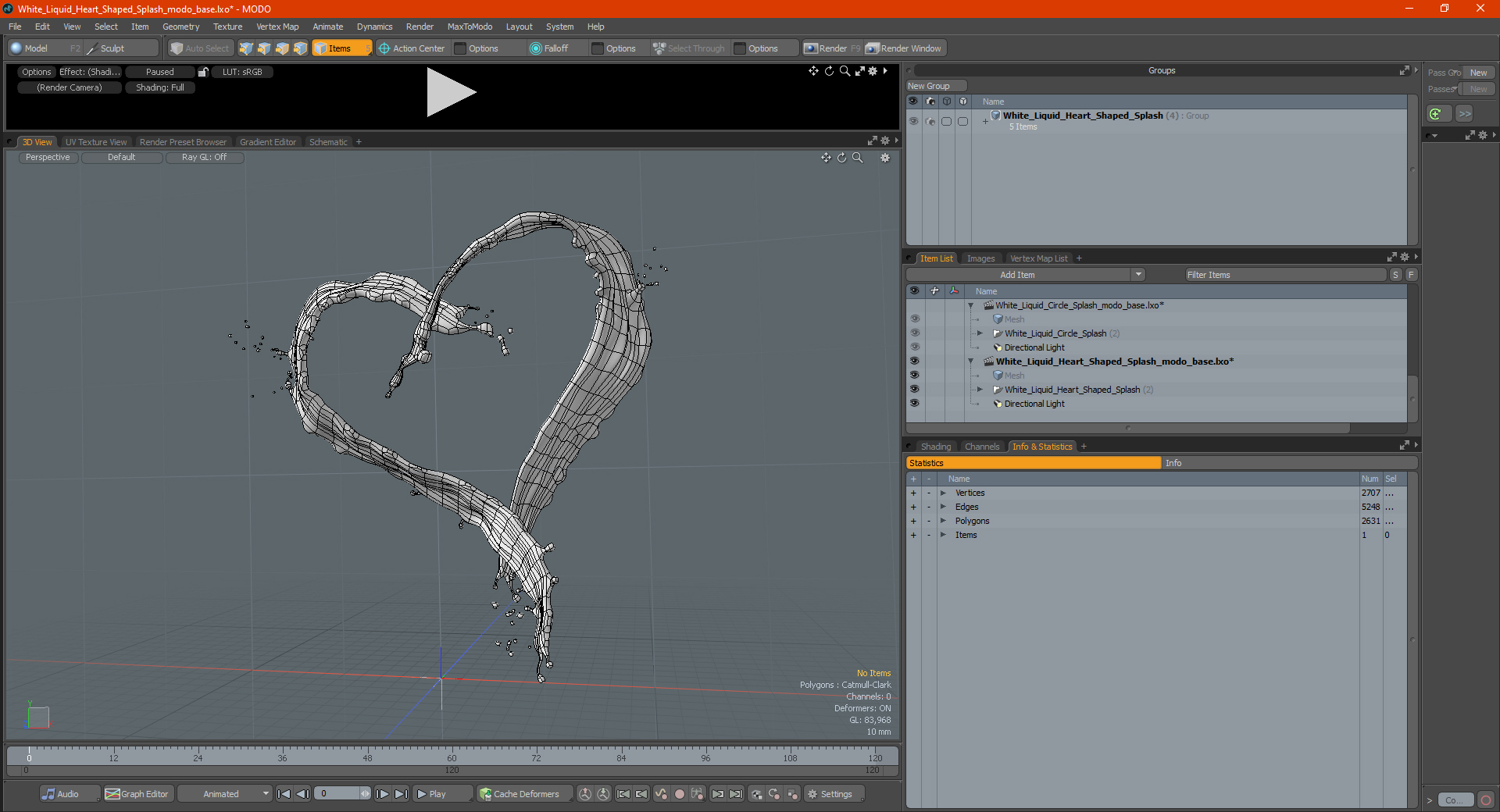 White Liquid Heart Shaped Splash 3D