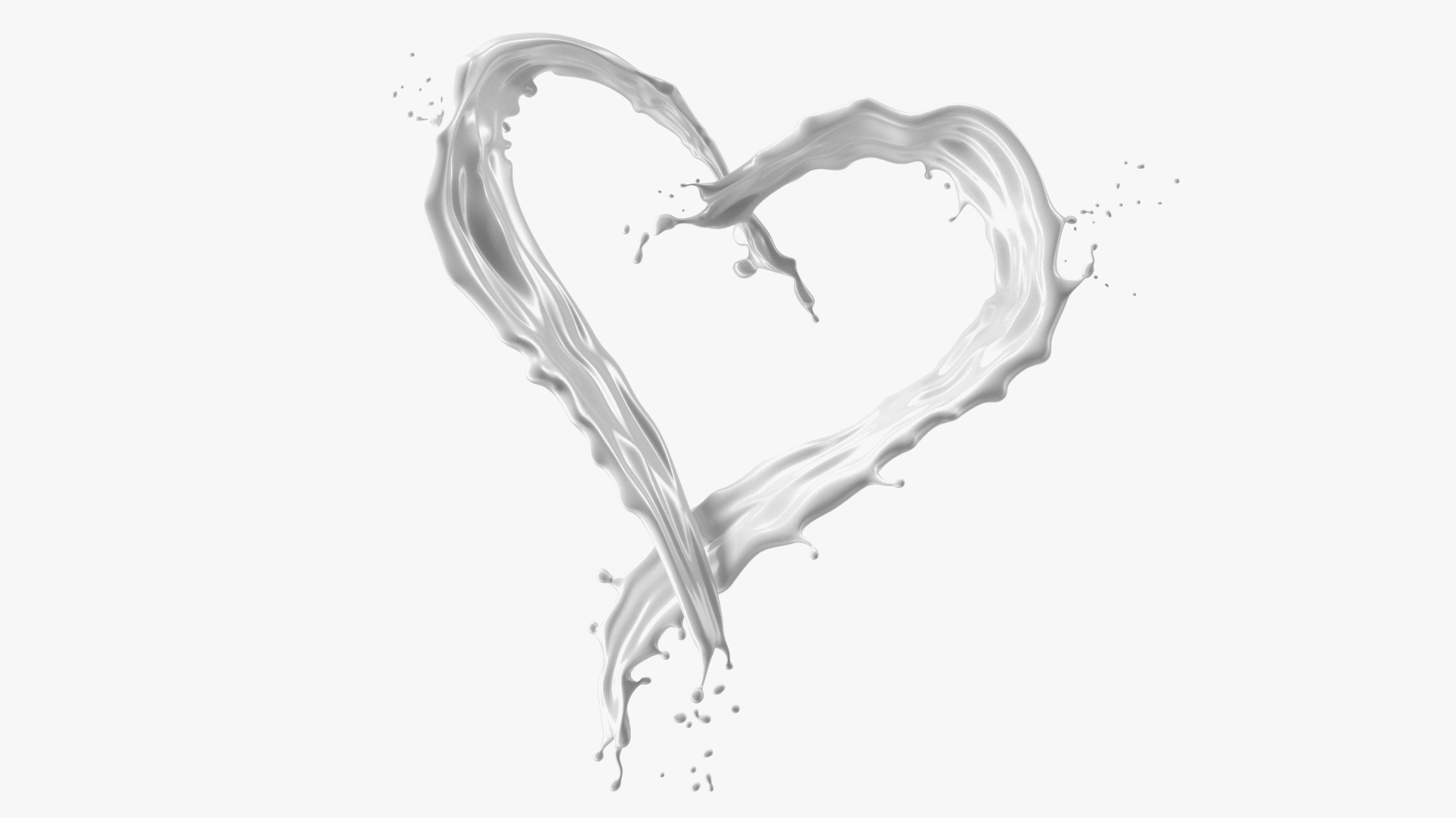 White Liquid Heart Shaped Splash 3D