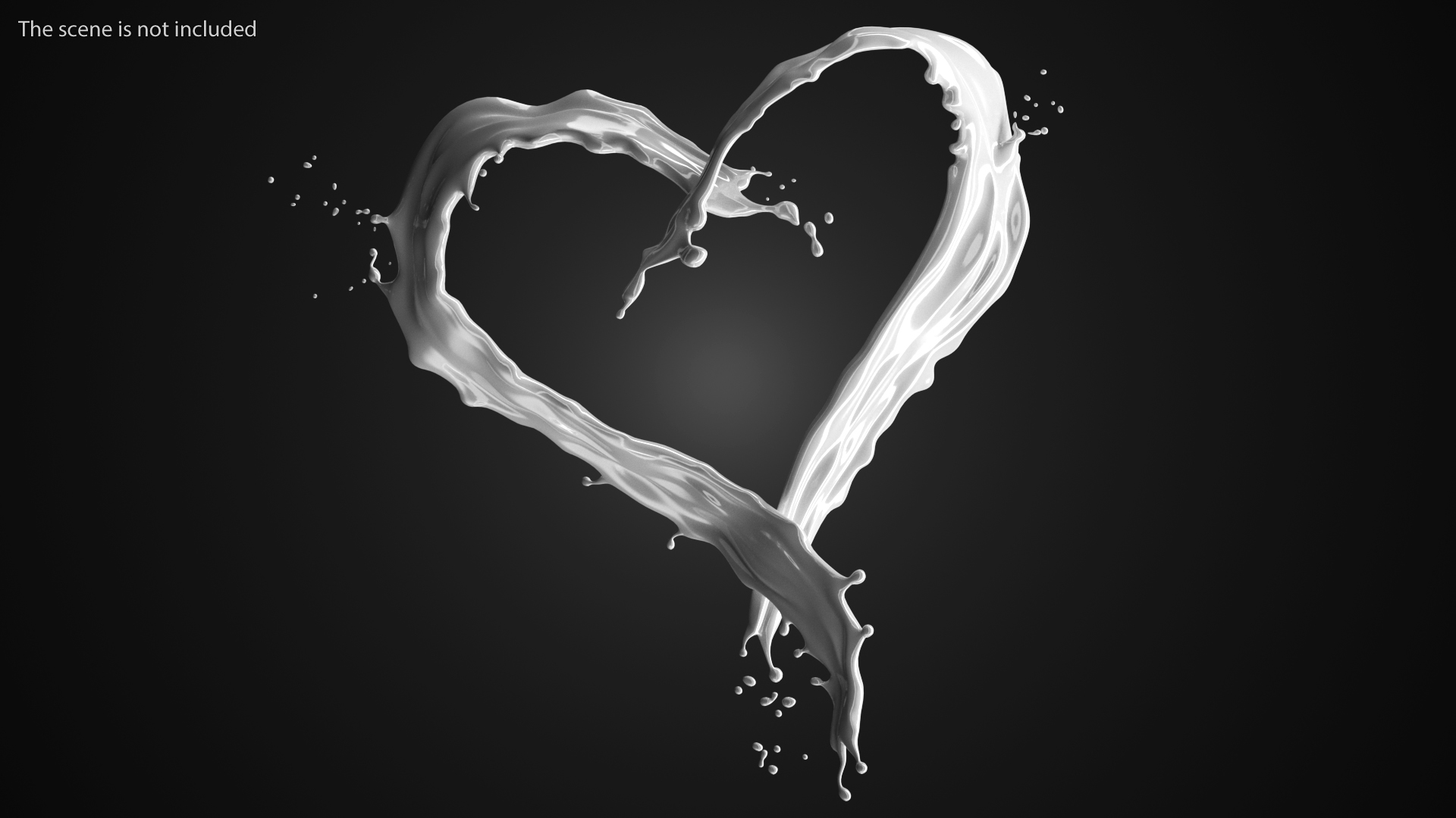 White Liquid Heart Shaped Splash 3D