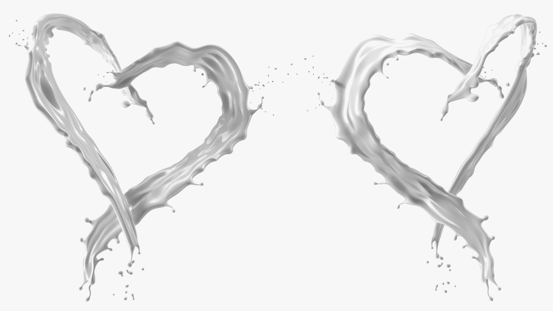 White Liquid Heart Shaped Splash 3D
