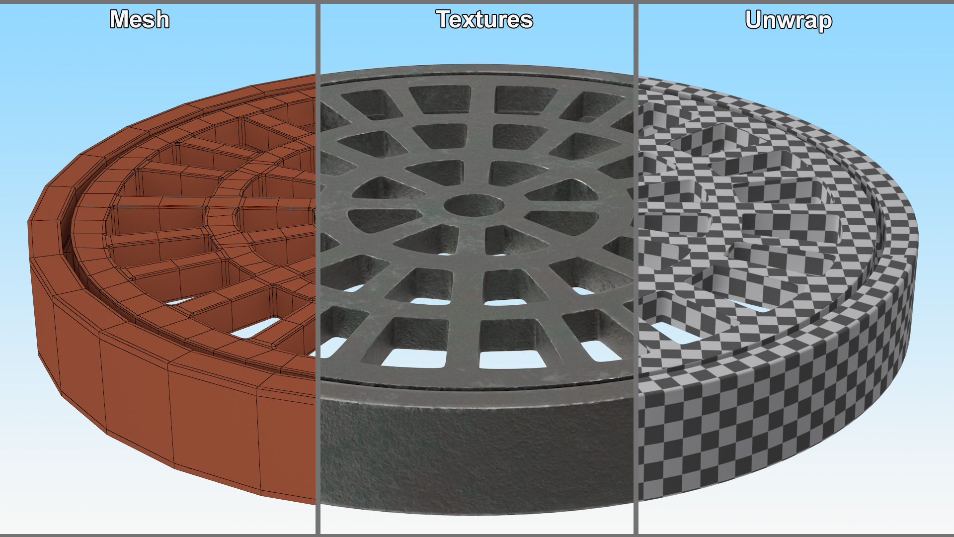 3D Water Drain Cover Round model