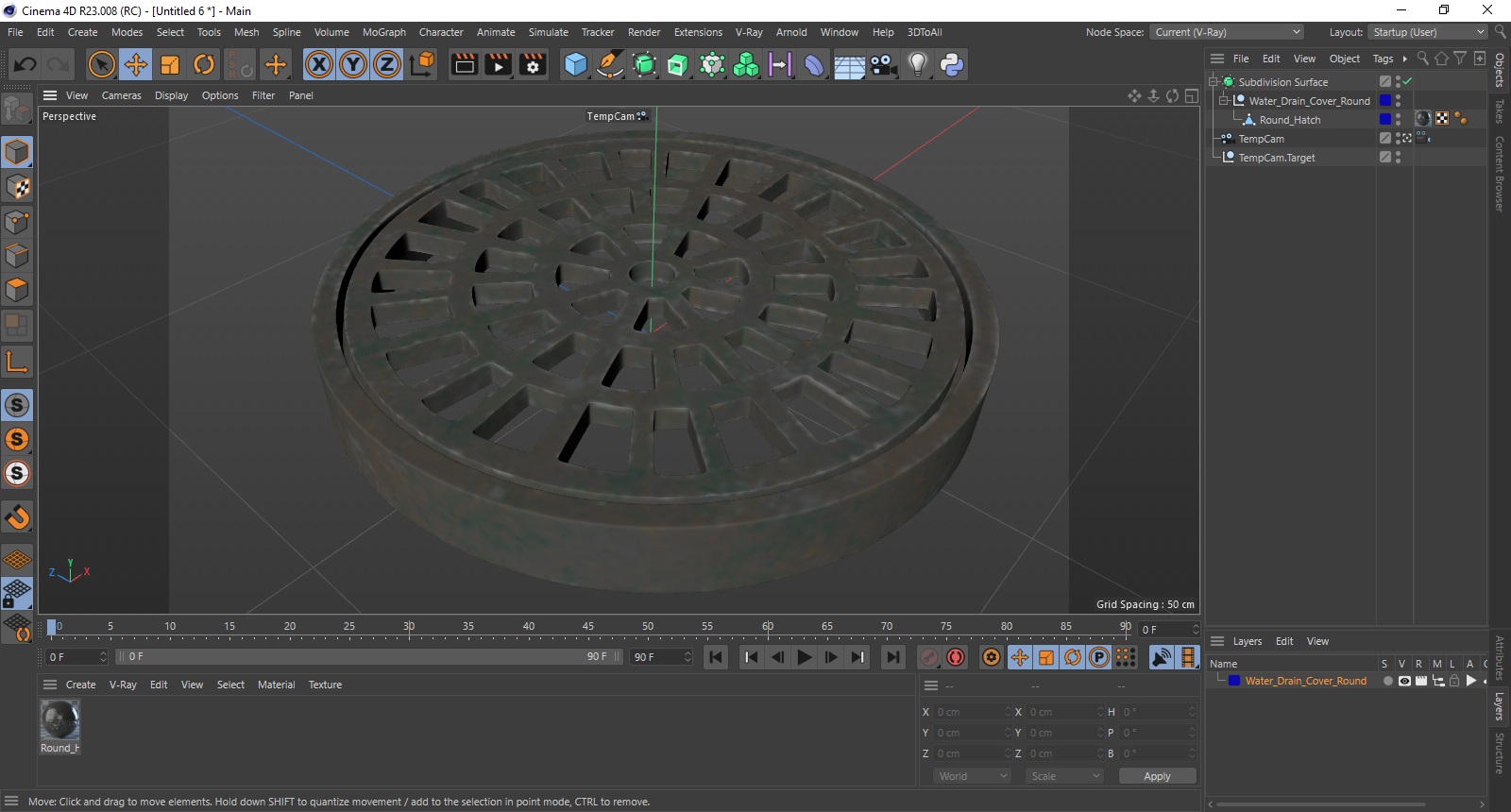 3D Water Drain Cover Round model