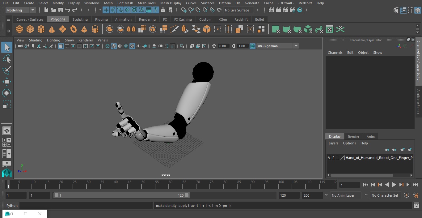 3D Hand of Humanoid Robot One Finger Pose model