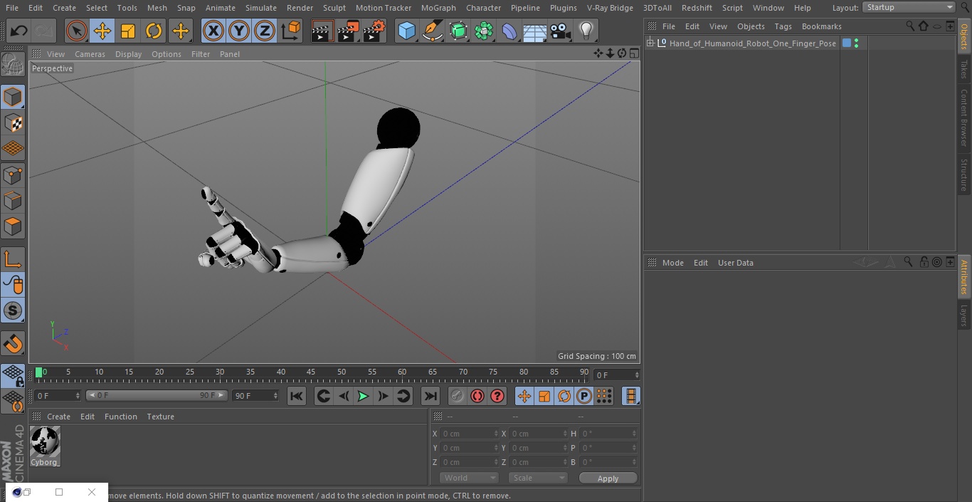 3D Hand of Humanoid Robot One Finger Pose model