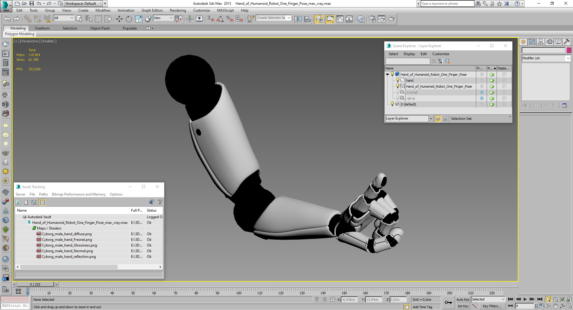 3D Hand of Humanoid Robot One Finger Pose model