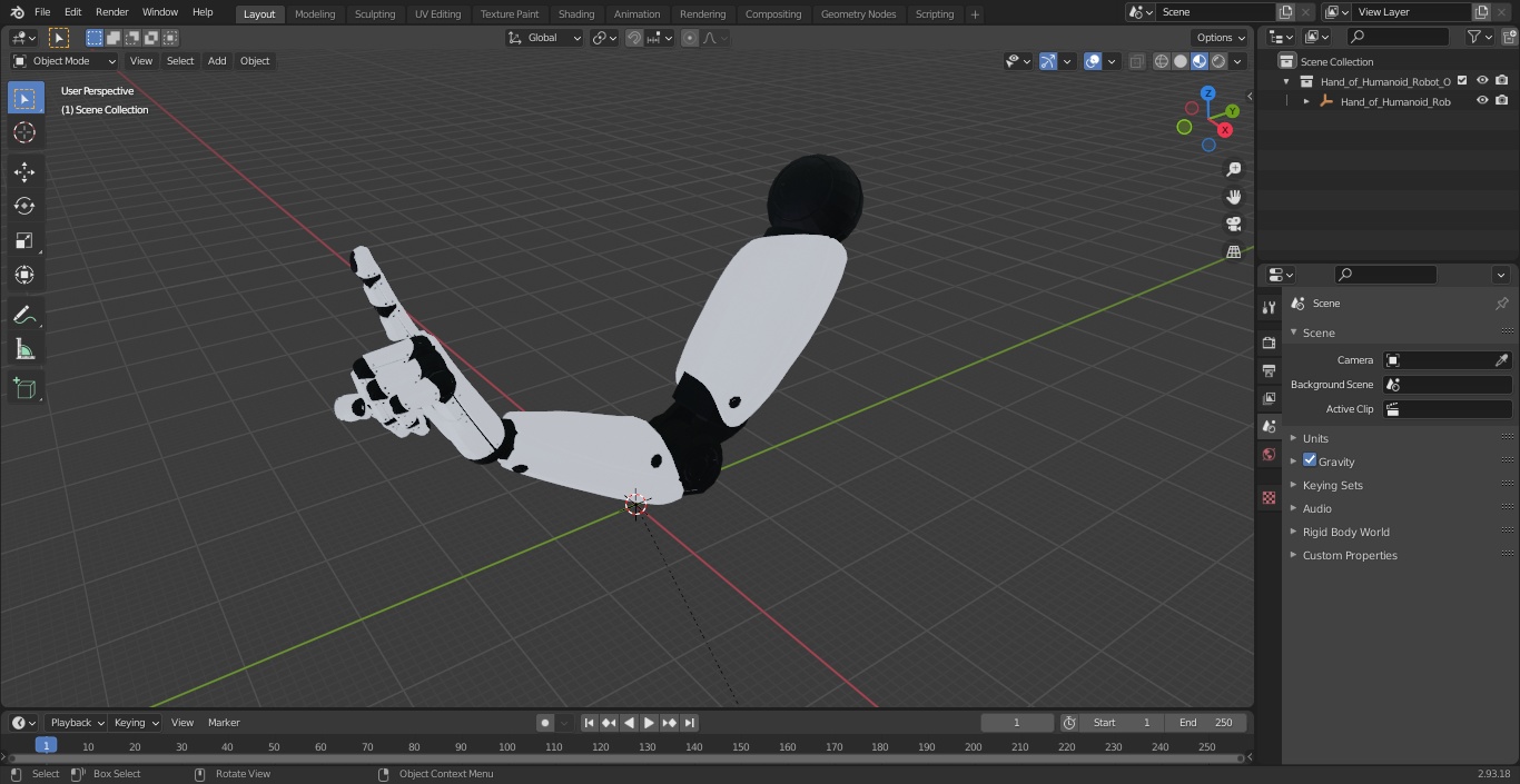 3D Hand of Humanoid Robot One Finger Pose model