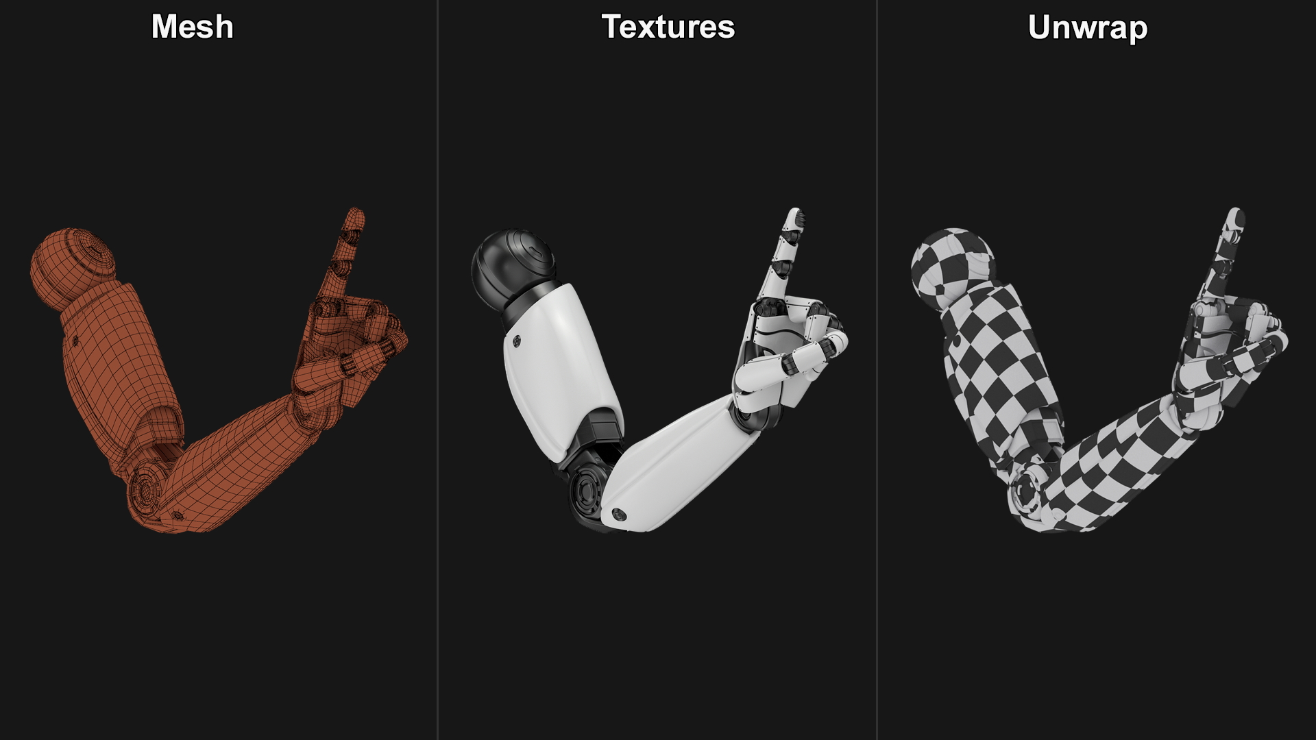 3D Hand of Humanoid Robot One Finger Pose model