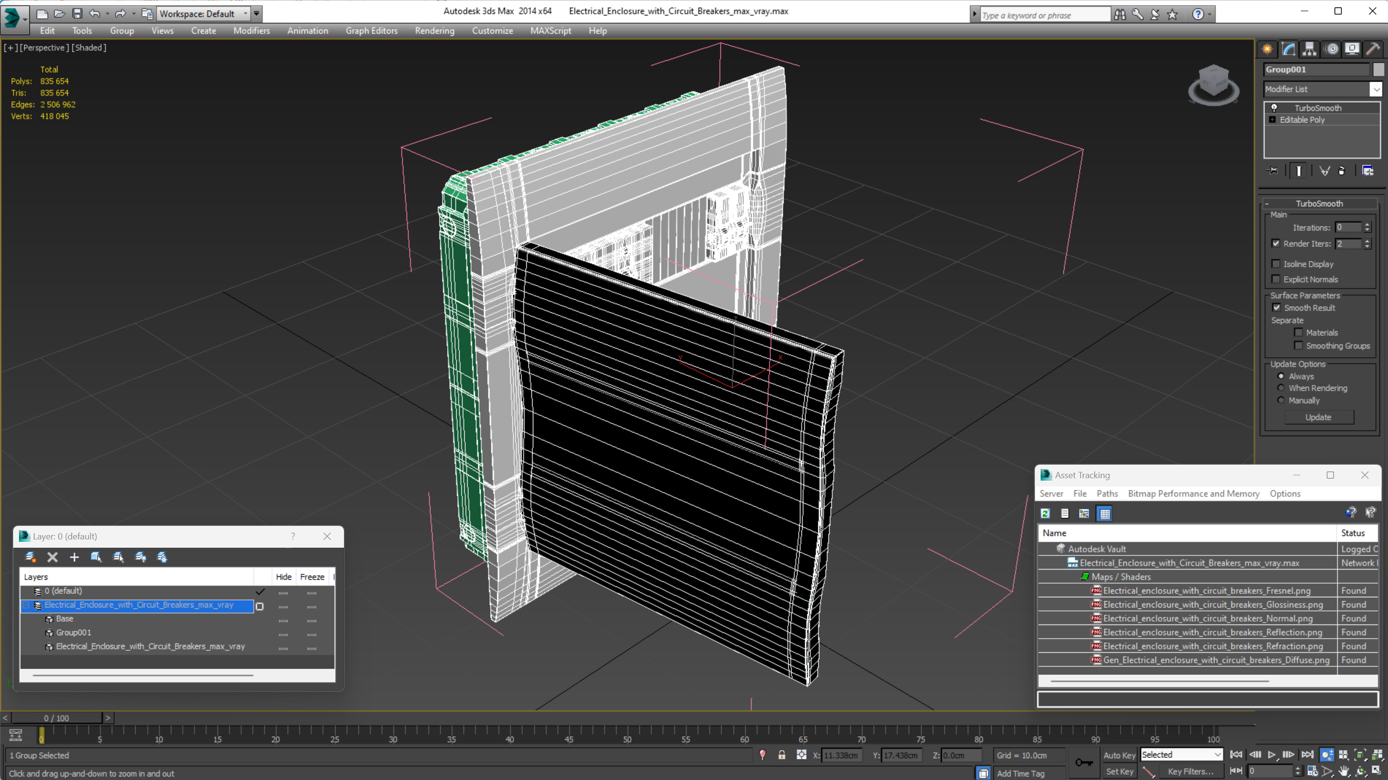 Electrical Enclosure with Circuit Breakers 3D