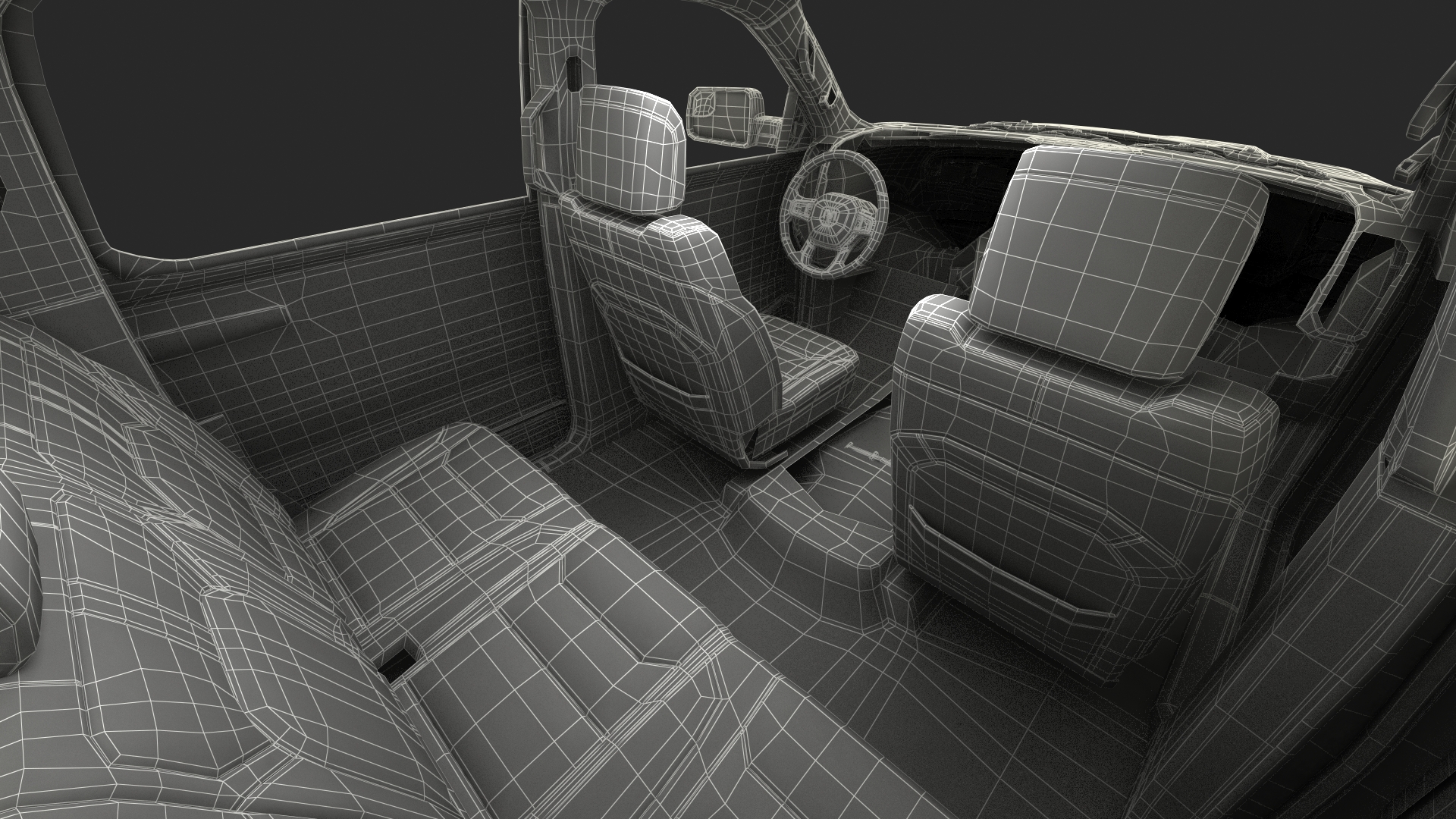 3D Crew Cab Dodge RAM 1500 No Bed Simple Interior
