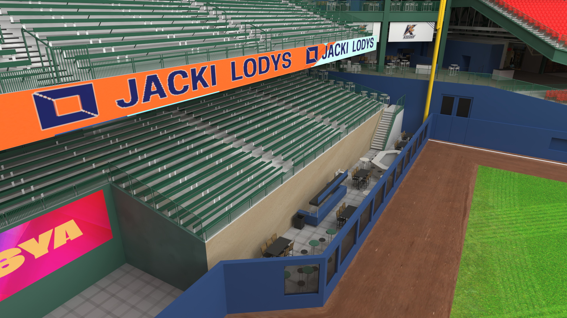 3D Baseball Stadium with Open Roof