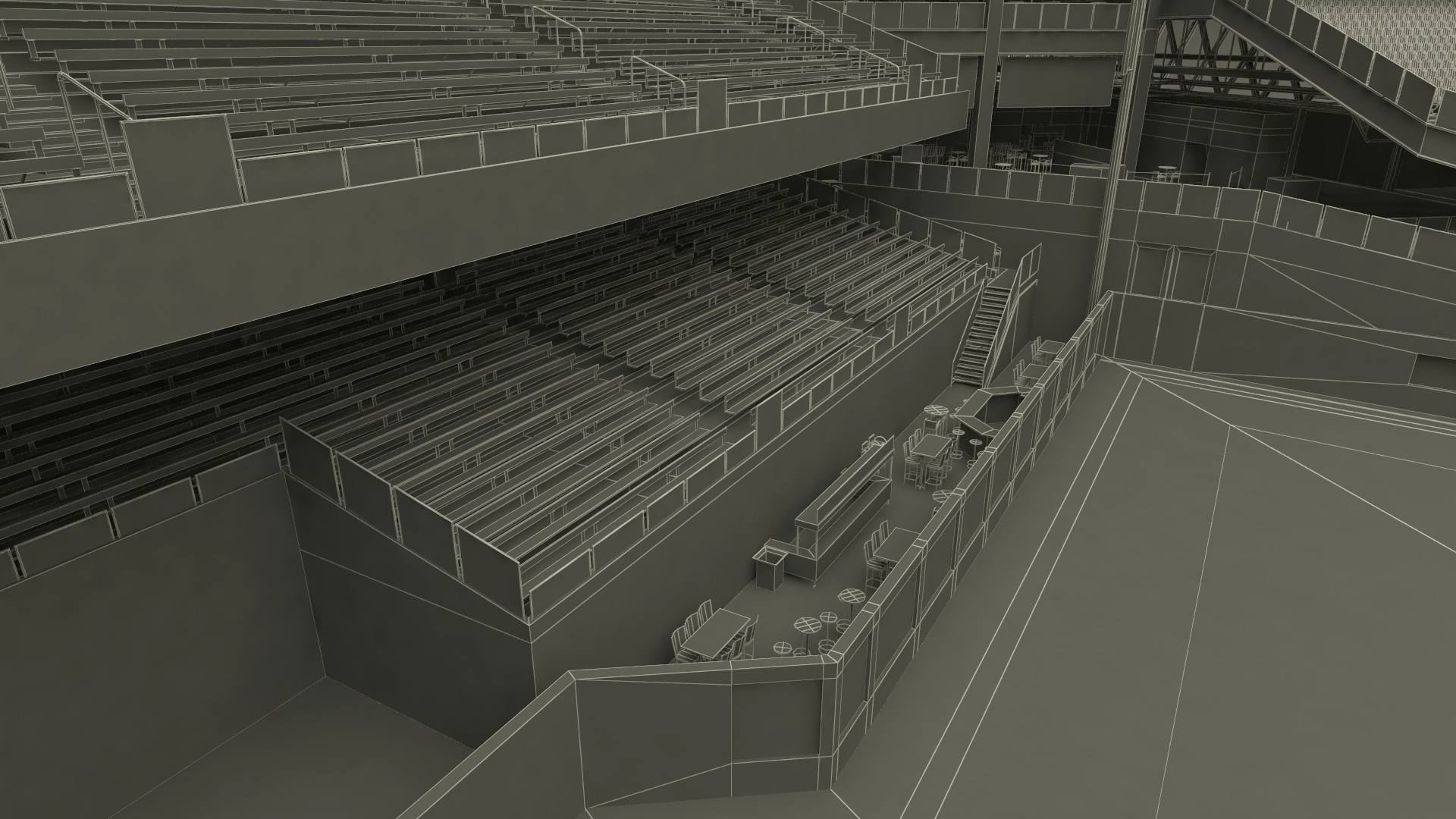 3D Baseball Stadium with Open Roof