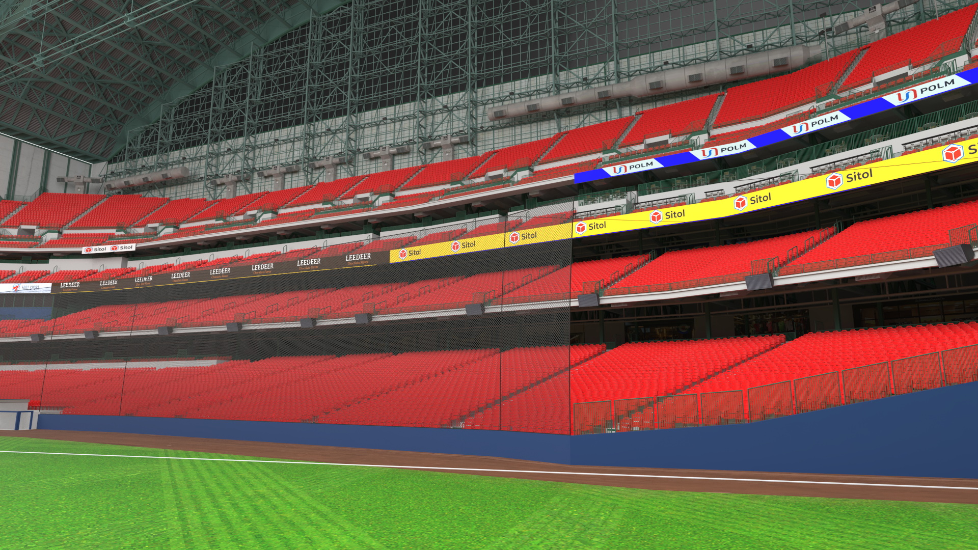 3D Baseball Stadium with Open Roof
