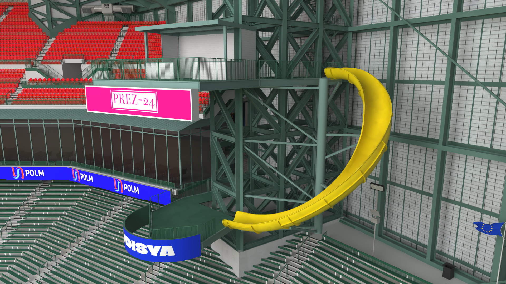 3D Baseball Stadium with Open Roof