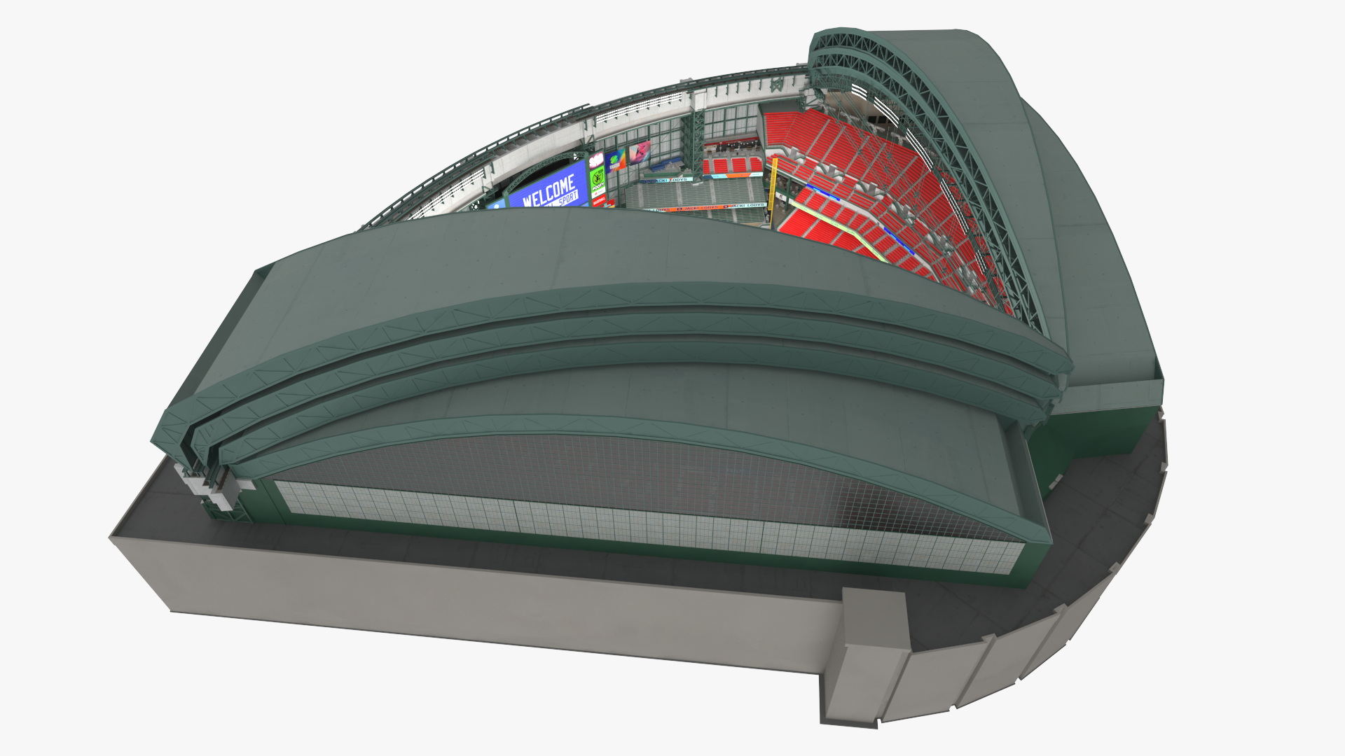 3D Baseball Stadium with Open Roof