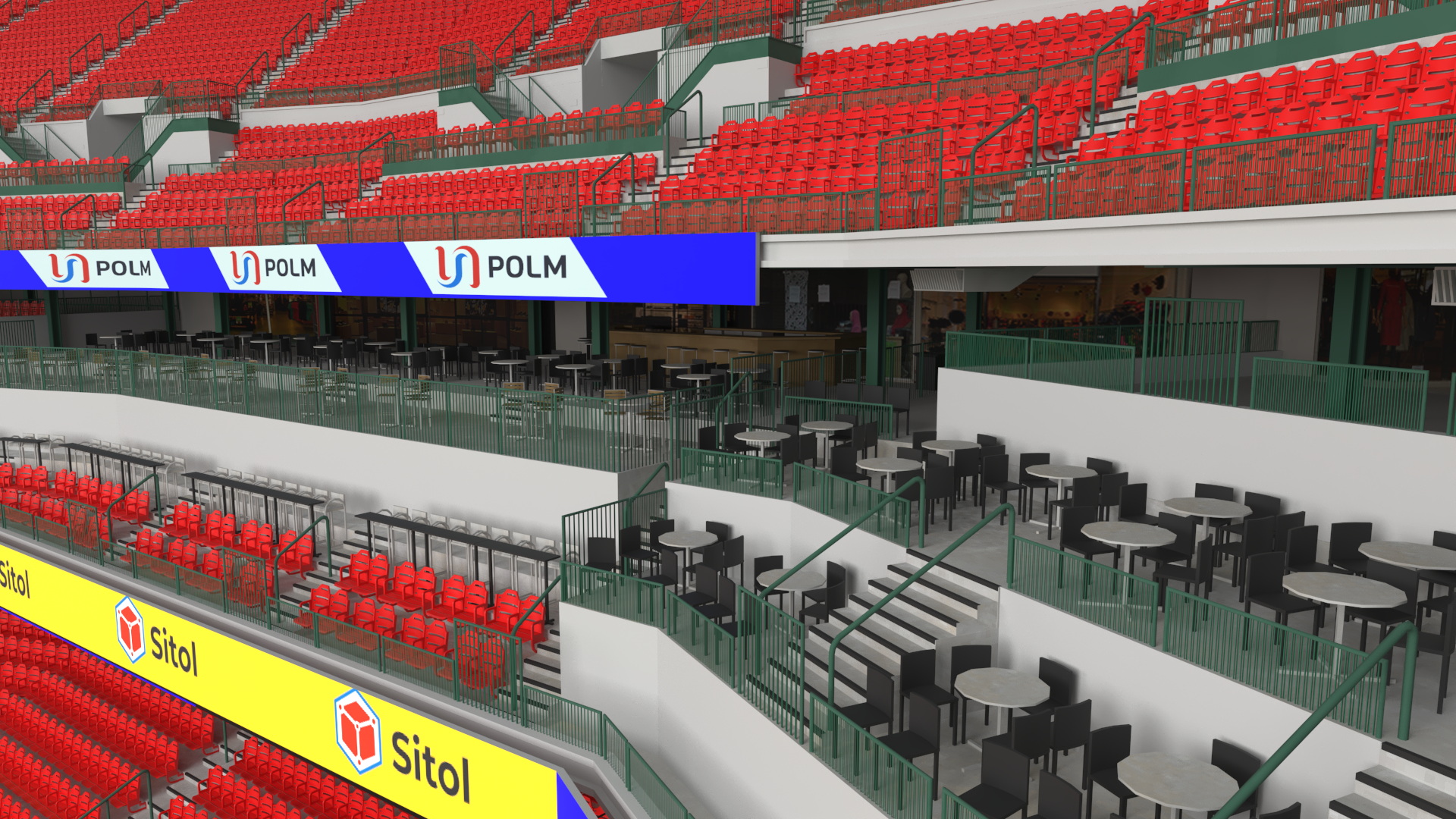 3D Baseball Stadium with Open Roof