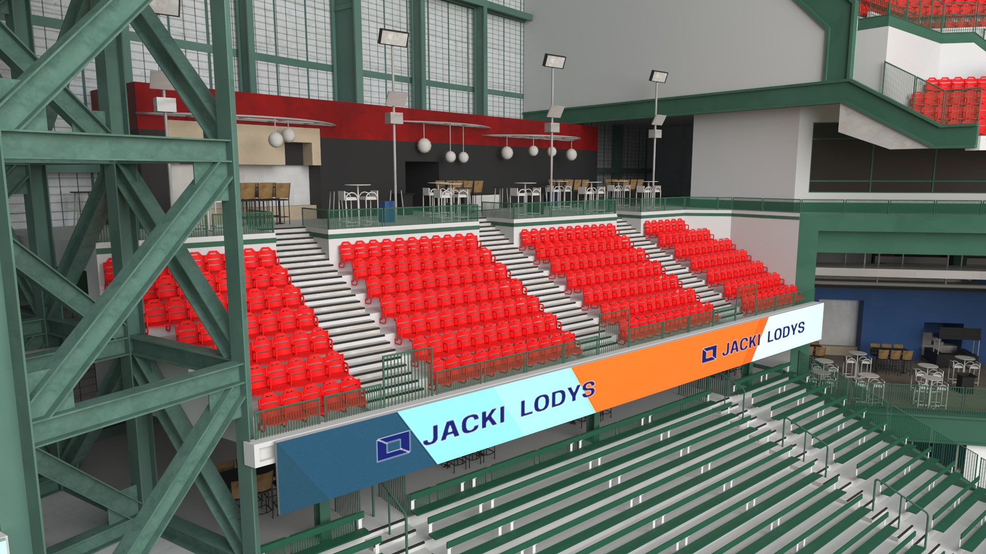 3D Baseball Stadium with Open Roof