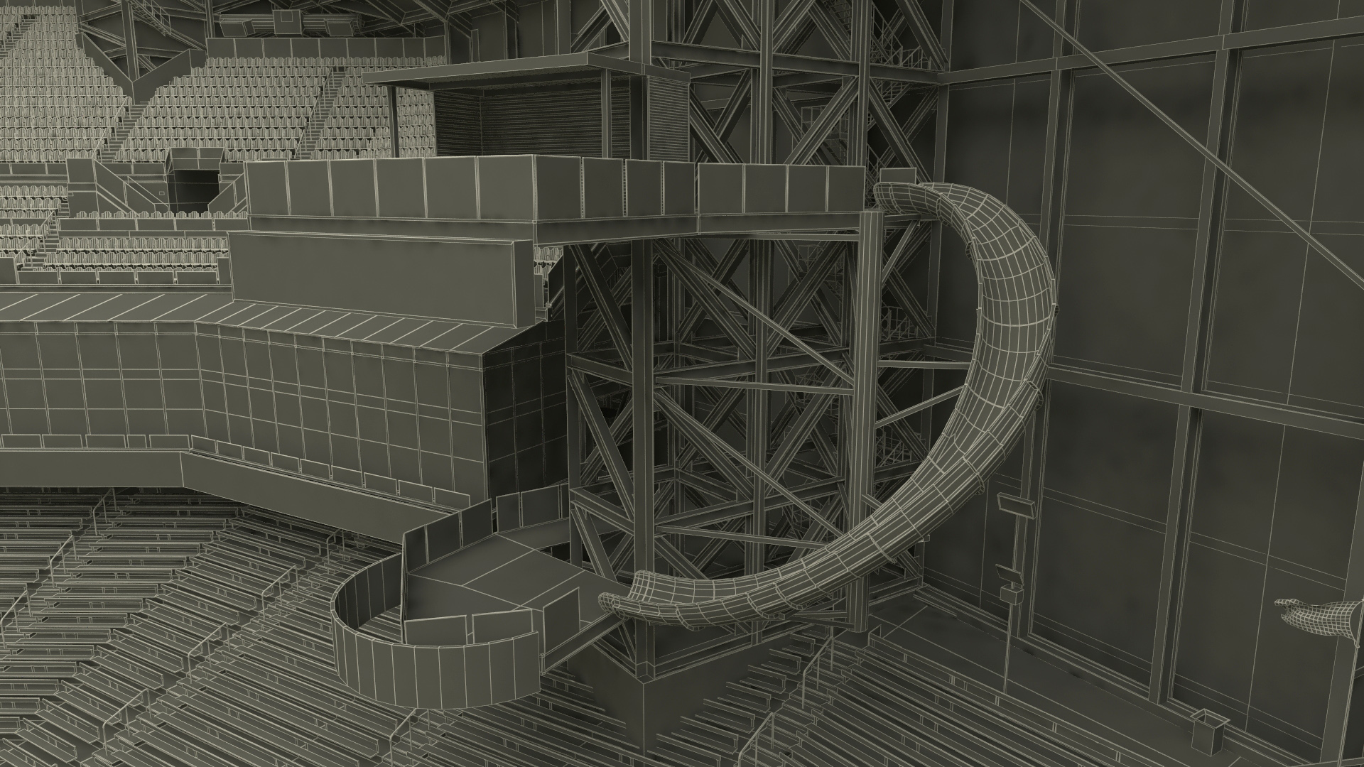 3D Baseball Stadium with Open Roof