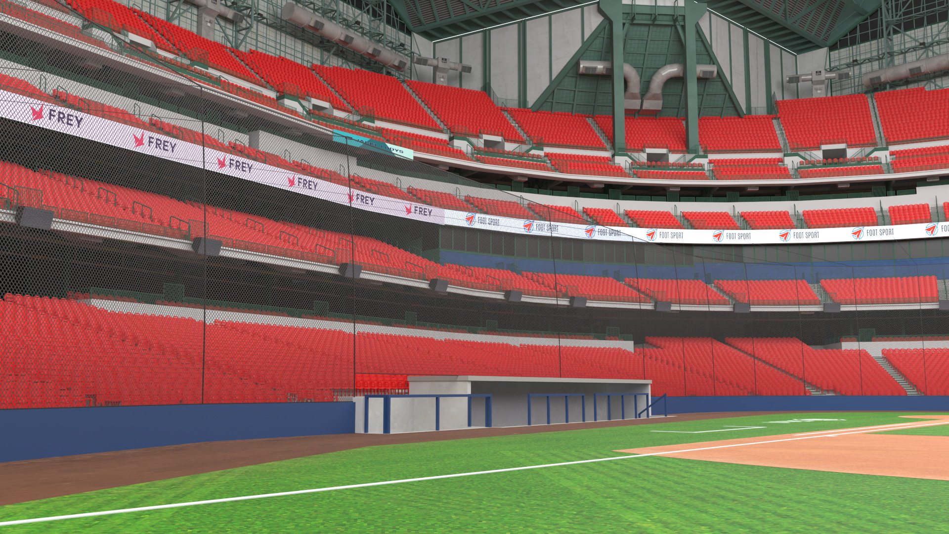 3D Baseball Stadium with Open Roof